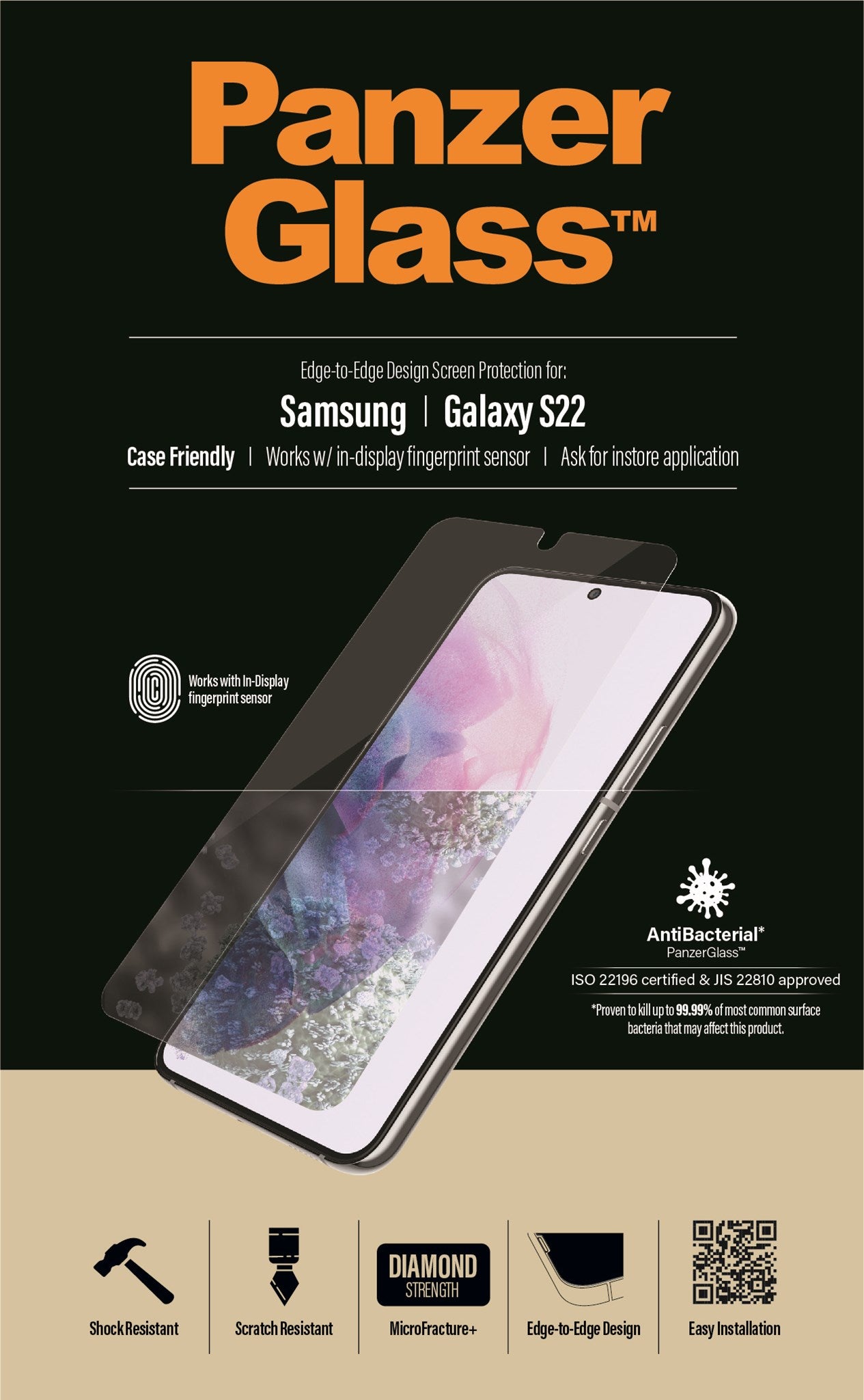 PanzerGlass® UltraForce1 Samsung Galaxy S22 5G | Skærmbeskyttelse