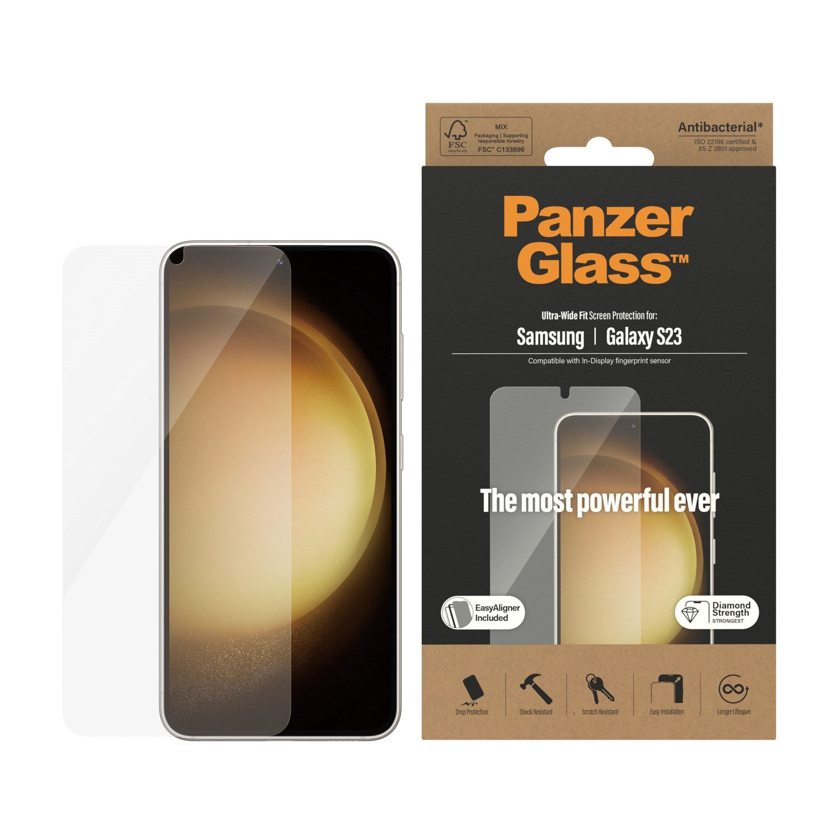 PanzerGlass® Skærmbeskyttelse Samsung Galaxy S23 | Ultra-Wide Fit m. EasyAligner