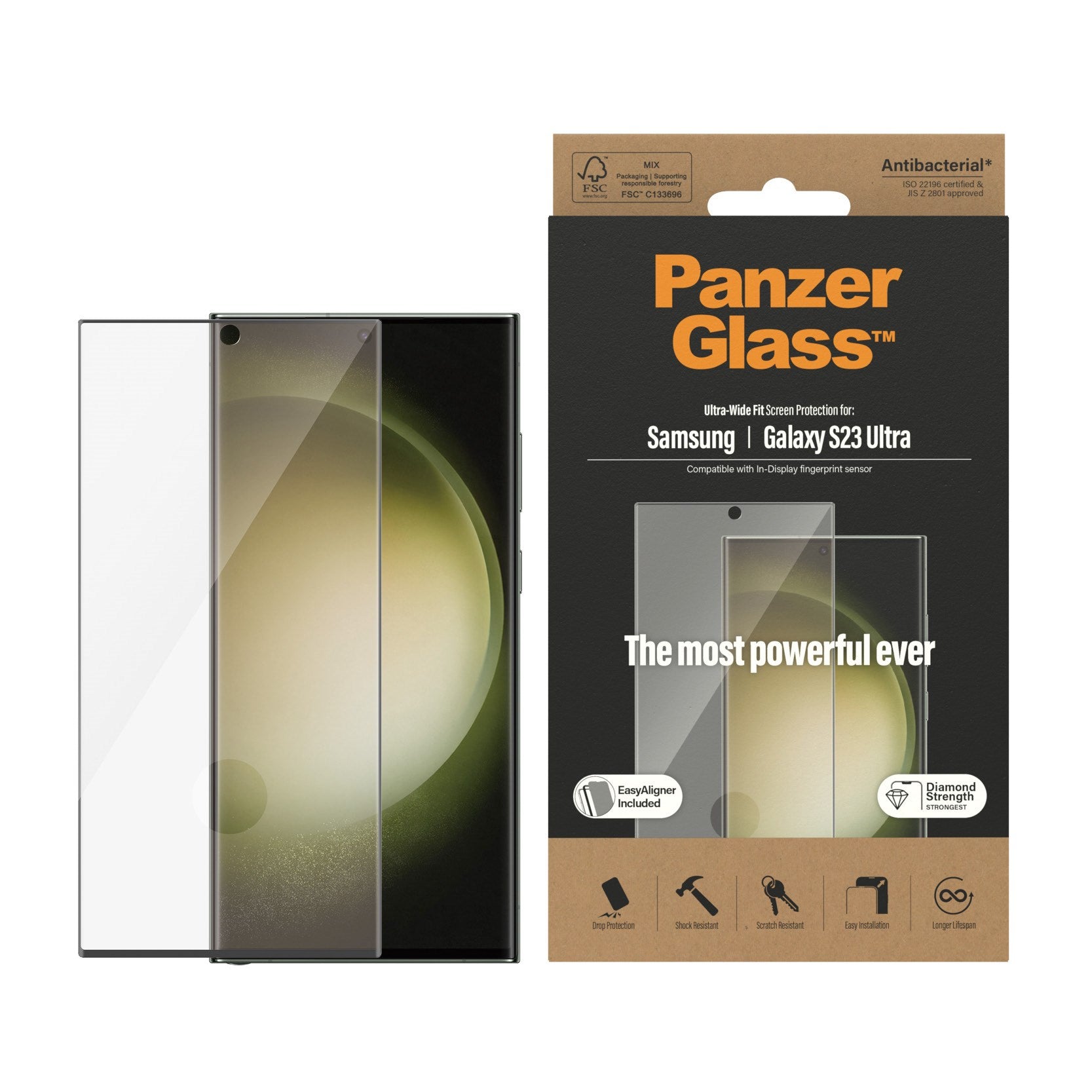 PanzerGlass® Skærmbeskyttelse Samsung Galaxy S23 Ultra | Ultra-Wide Fit m. EasyAligner