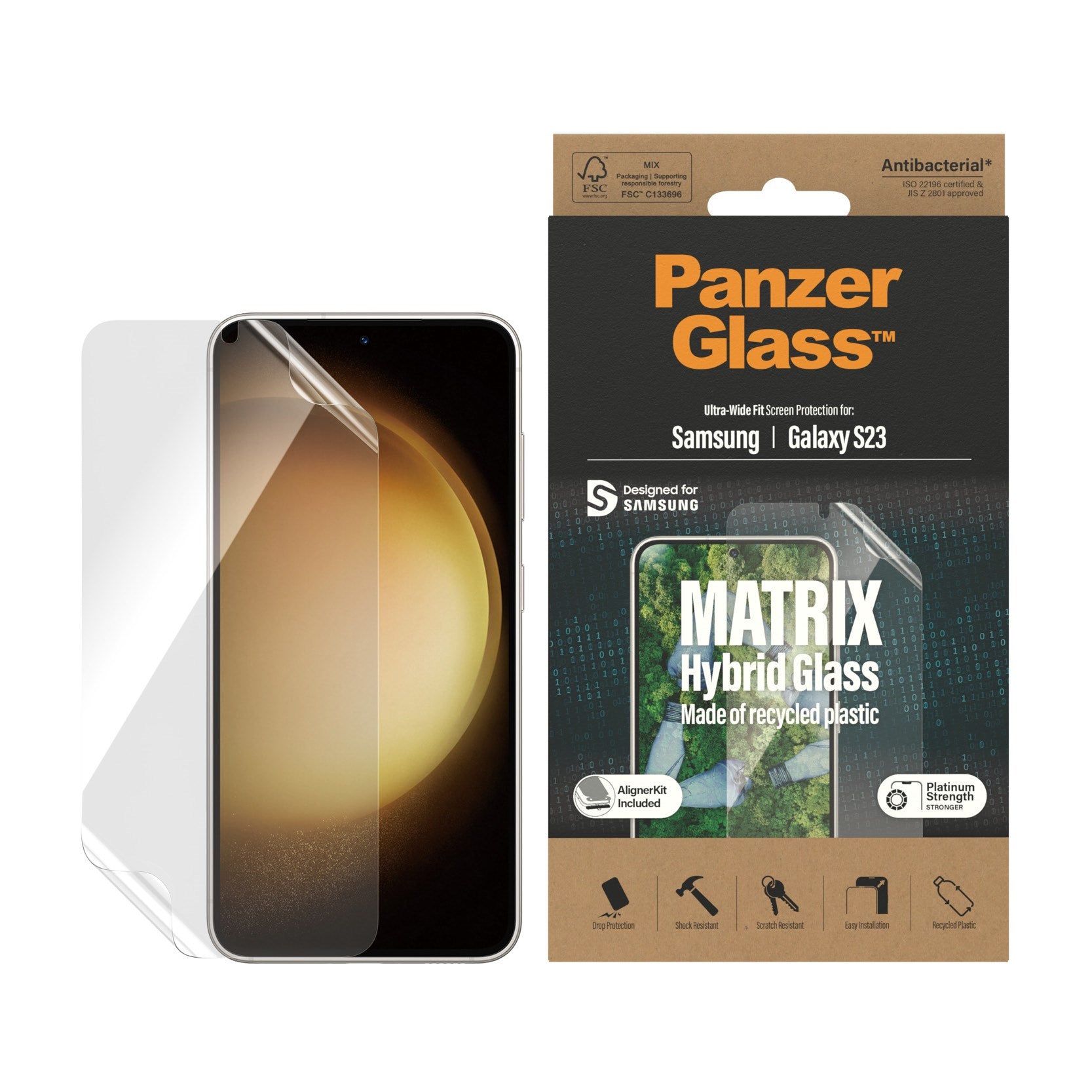 PanzerGlass® ECO MATRIX  Skærmbeskyttelse Samsung Galaxy S23 | Ultra-Wide Fit m. AlignerKit