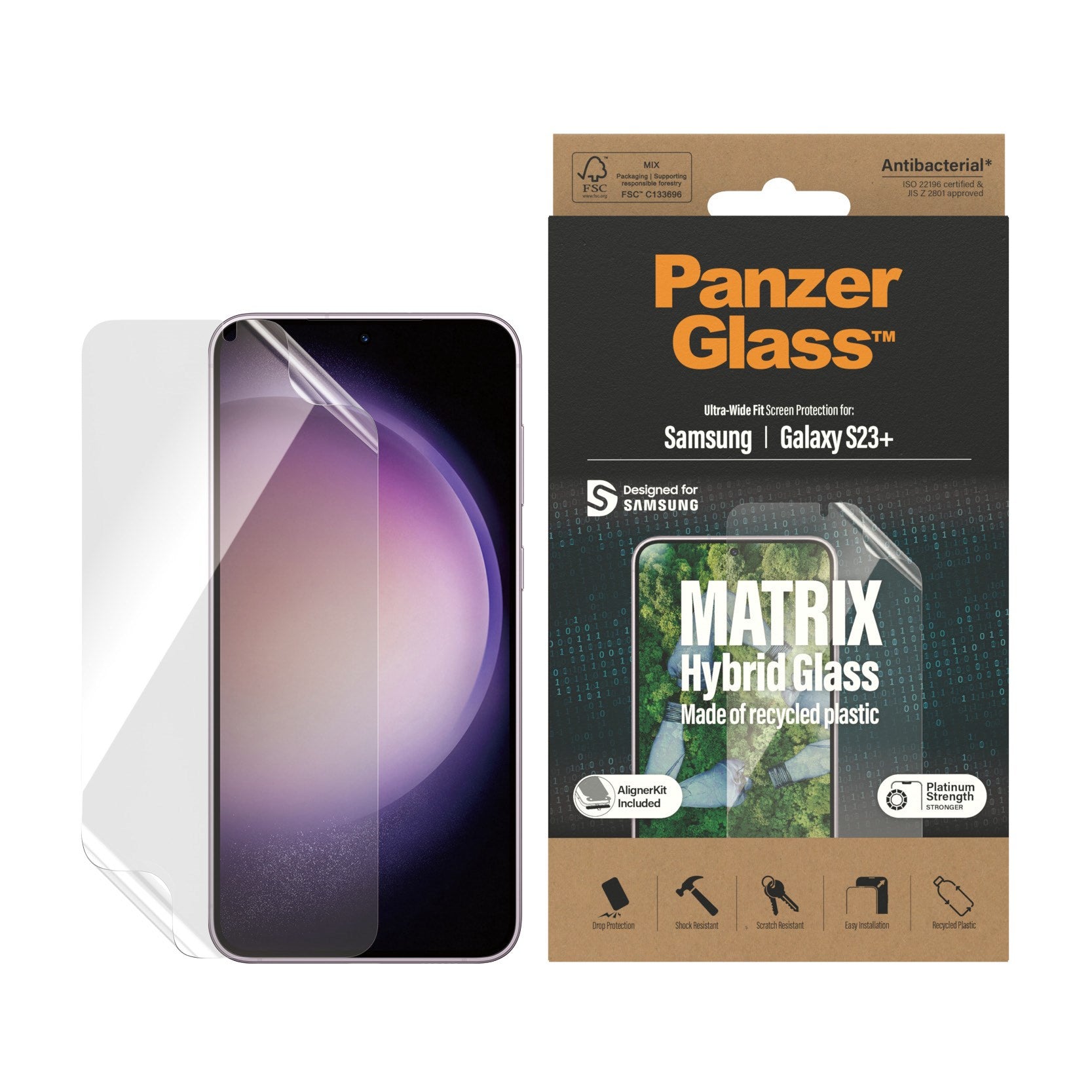 PanzerGlass® ECO MATRIX Skærmbeskyttelse Samsung Galaxy S23+ | Ultra-Wide Fit m. AlignerKit