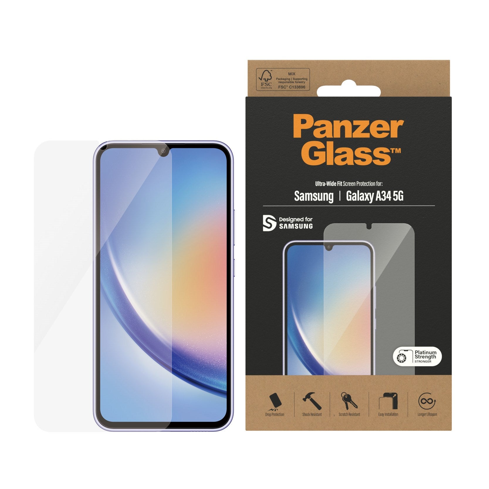PanzerGlass® Skærmbeskyttelse Samsung Galaxy A34 5G | Ultra-Wide Fit