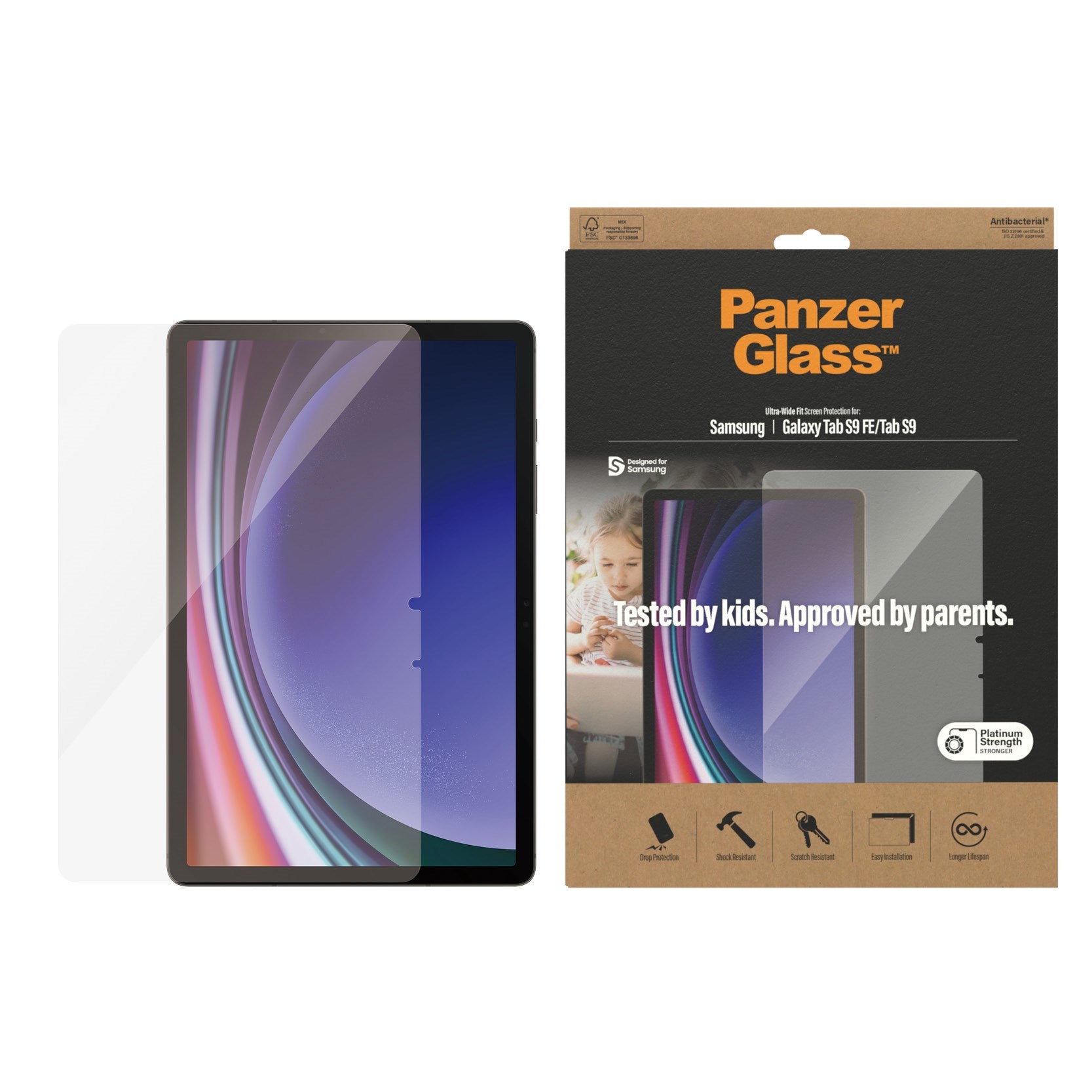 PanzerGlass®️ Skærmbeskyttelse Samsung Galaxy Tab S9 FE | S9 | Ultra-Wide Fit