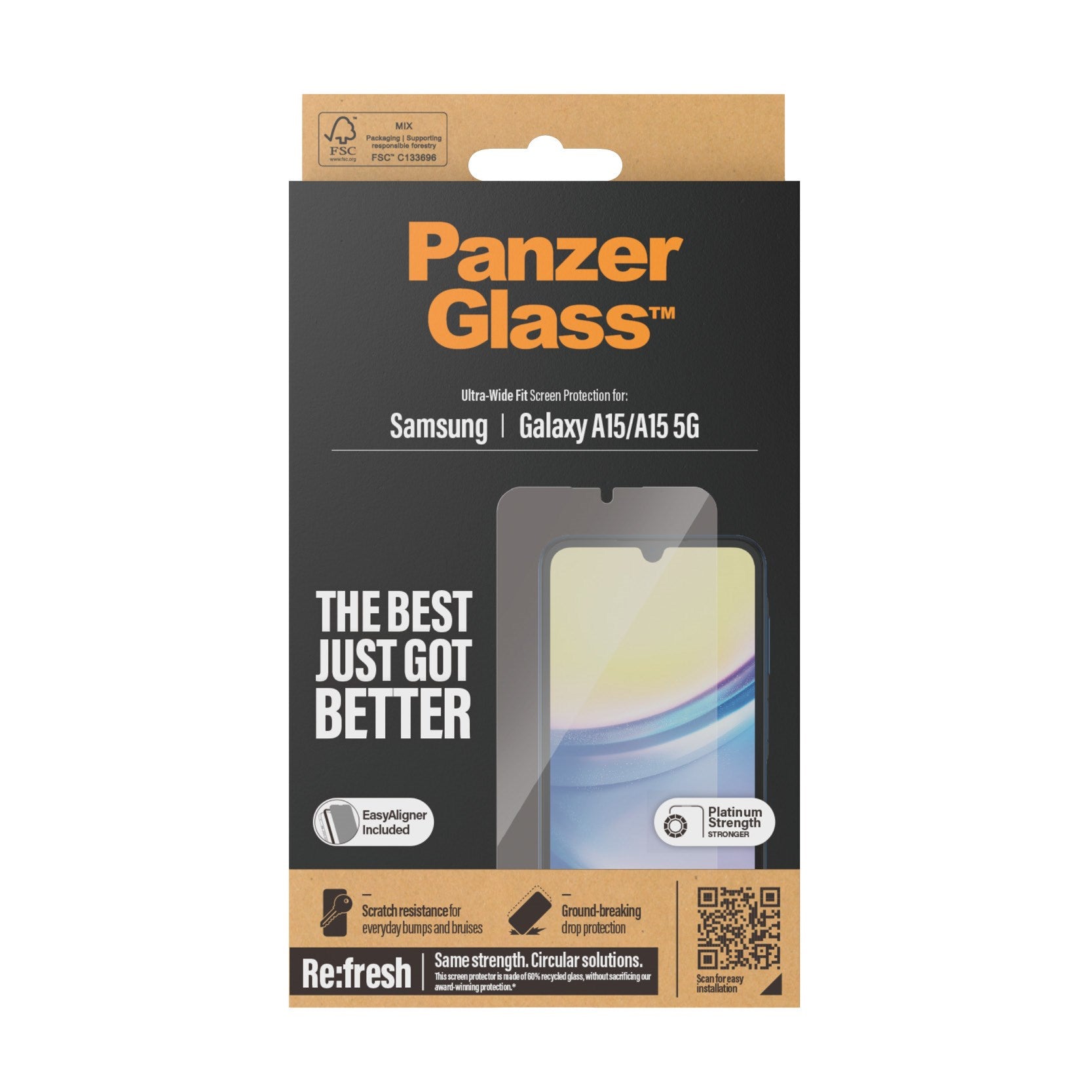PanzerGlass® Skærmbeskyttelse Samsung Galaxy A15 | A15 5G | M15 5G | Ultra-Wide Fit m. EasyAligner