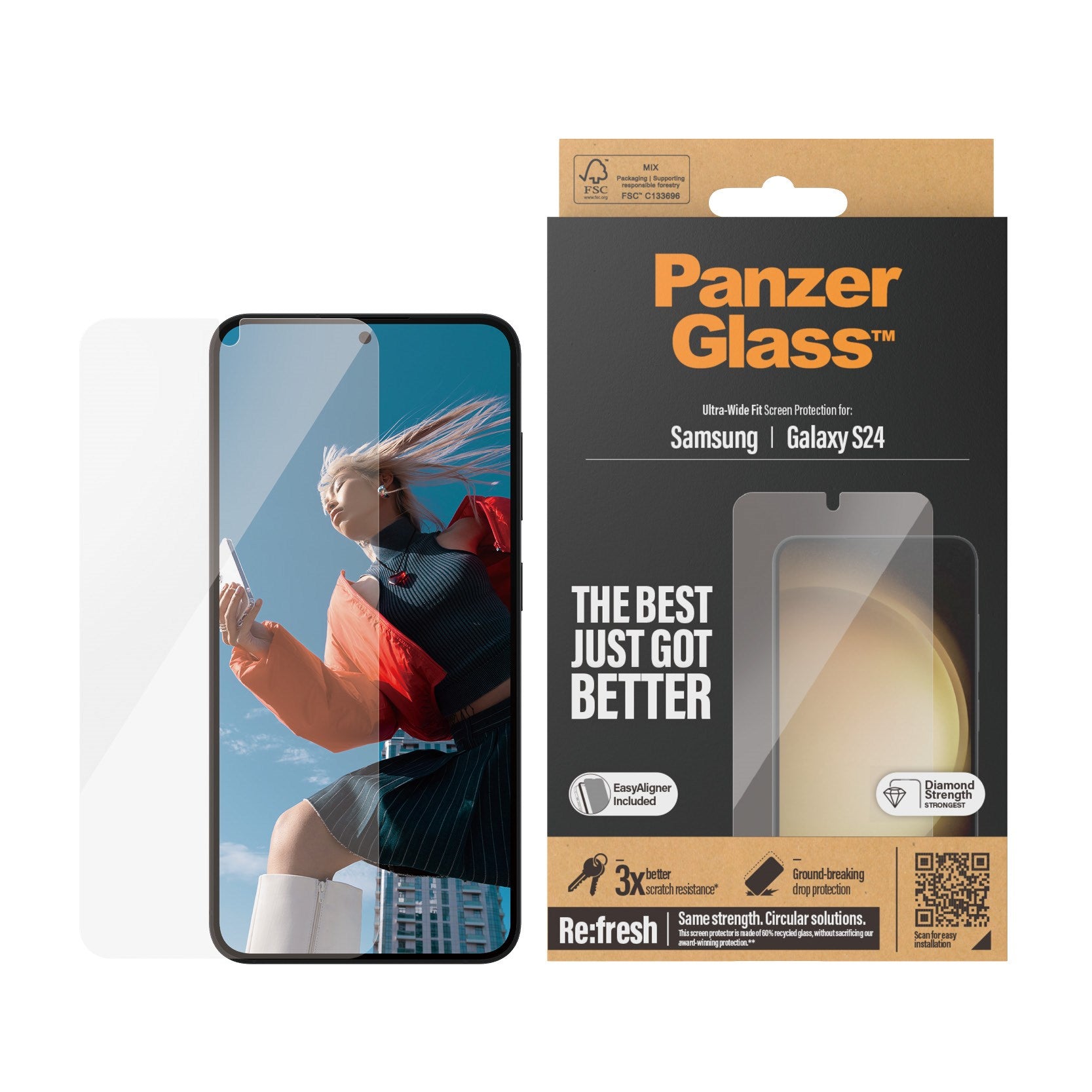 PanzerGlass® Skærmbeskyttelse Samsung Galaxy S24 | Ultra-Wide Fit m. EasyAligner