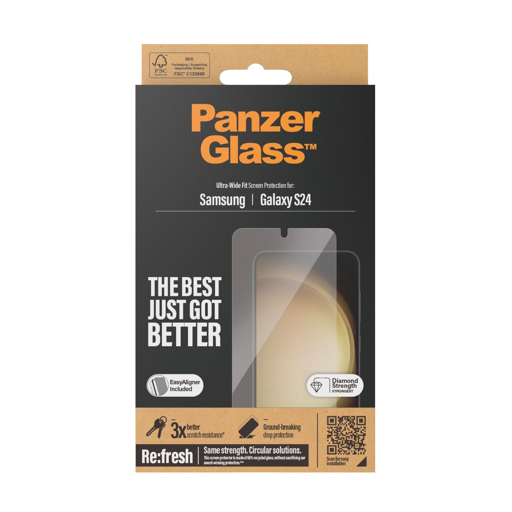 PanzerGlass® Skærmbeskyttelse Samsung Galaxy S24 | Ultra-Wide Fit m. EasyAligner