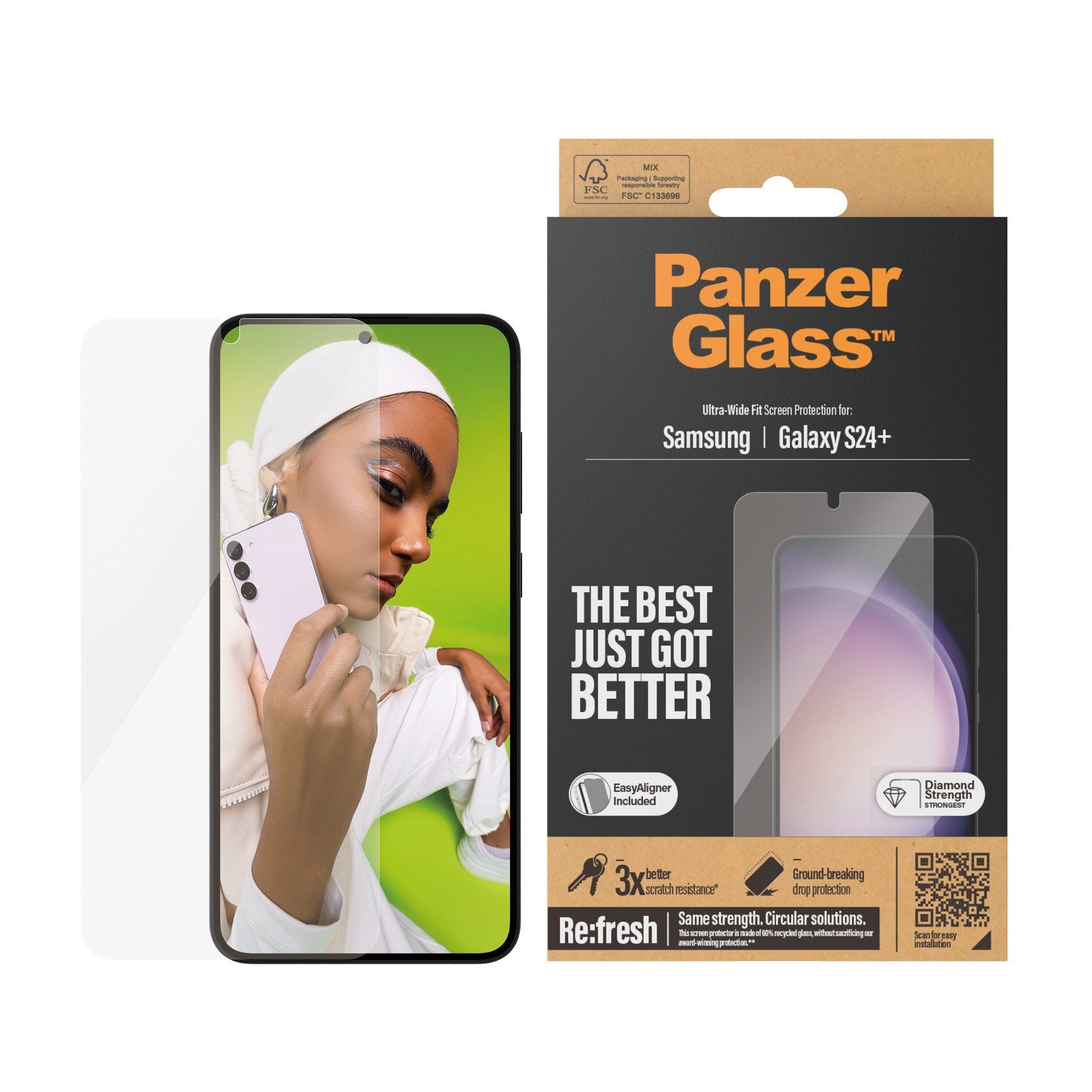 PanzerGlass® Skærmbeskyttelse Samsung Galaxy S24+ | Ultra-Wide Fit m. EasyAligner