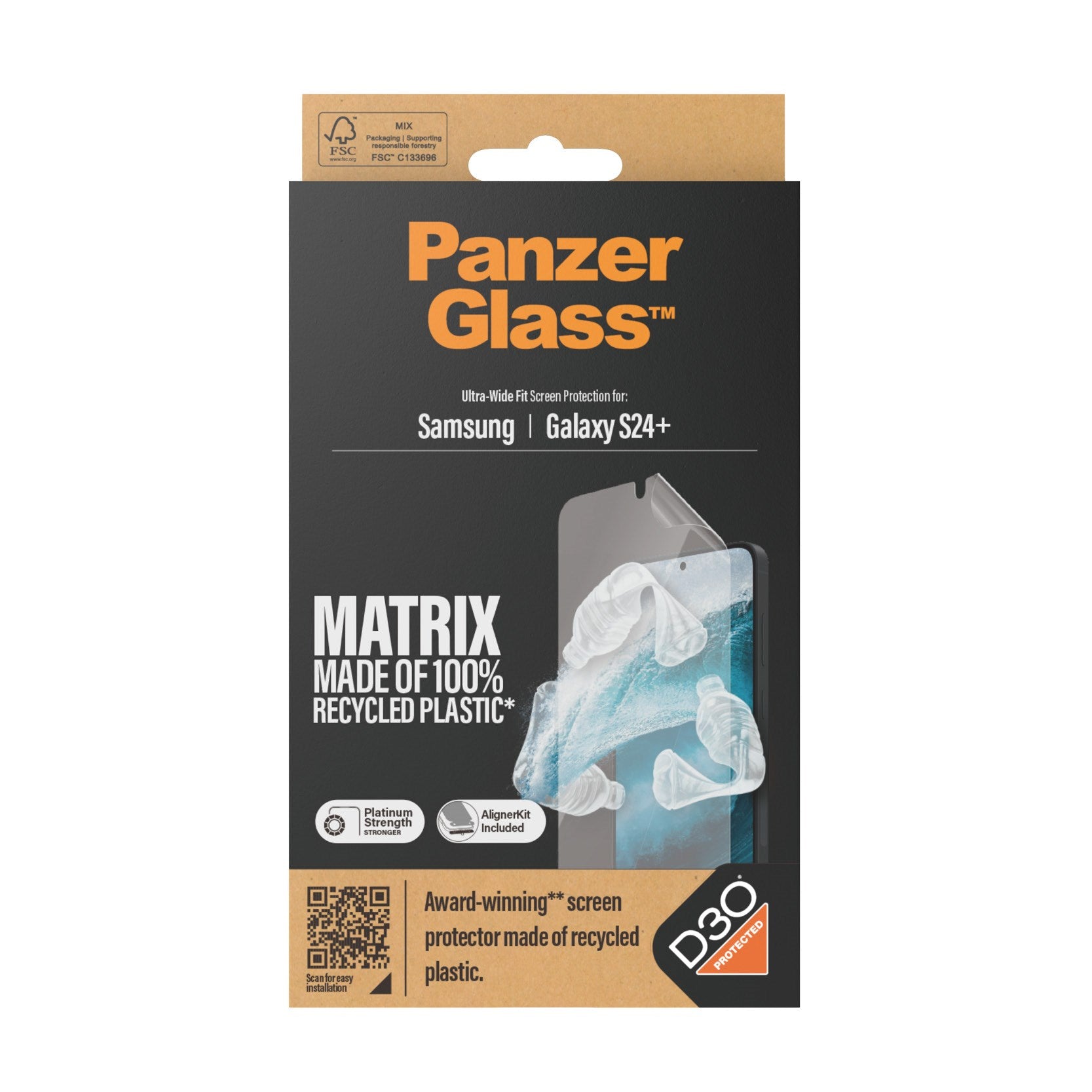 PanzerGlass® ECO MATRIX Skærmbeskyttelse med D3O® Samsung Galaxy S24+ | Ultra-Wide Fit m. AlignerKit