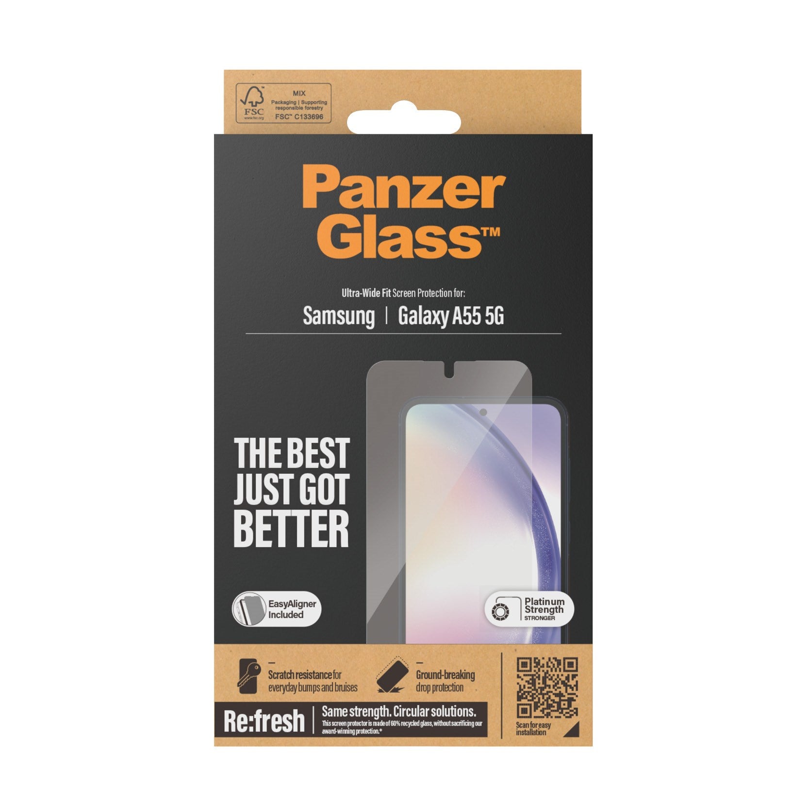 PanzerGlass® Skærmbeskyttelse Samsung Galaxy A55 5G | Ultra-Wide Fit m. EasyAligner