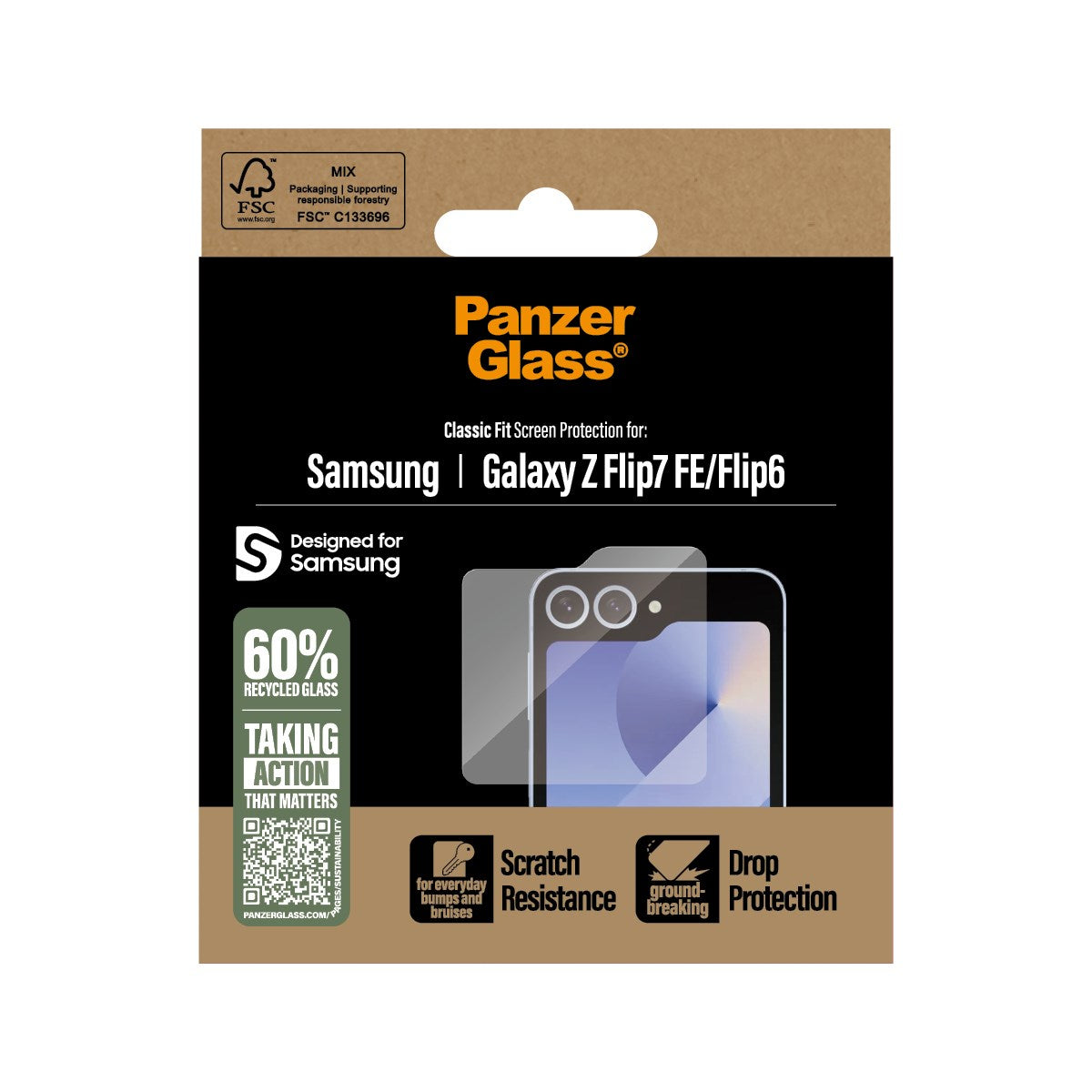 PanzerGlass® Skærmbeskyttelse Samsung Galaxy Z Flip7 FE | Flip6 | Classic Fit
