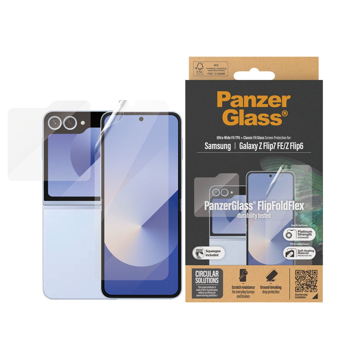 PanzerGlass® Skærmbeskyttelse Samsung Galaxy Z Flip7 FE | Flip6 | Glas & Film