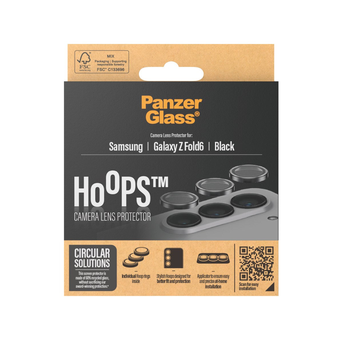 PanzerGlass® Hoops® Kameralinsebeskytter Sort Samsung Galaxy Z Fold6