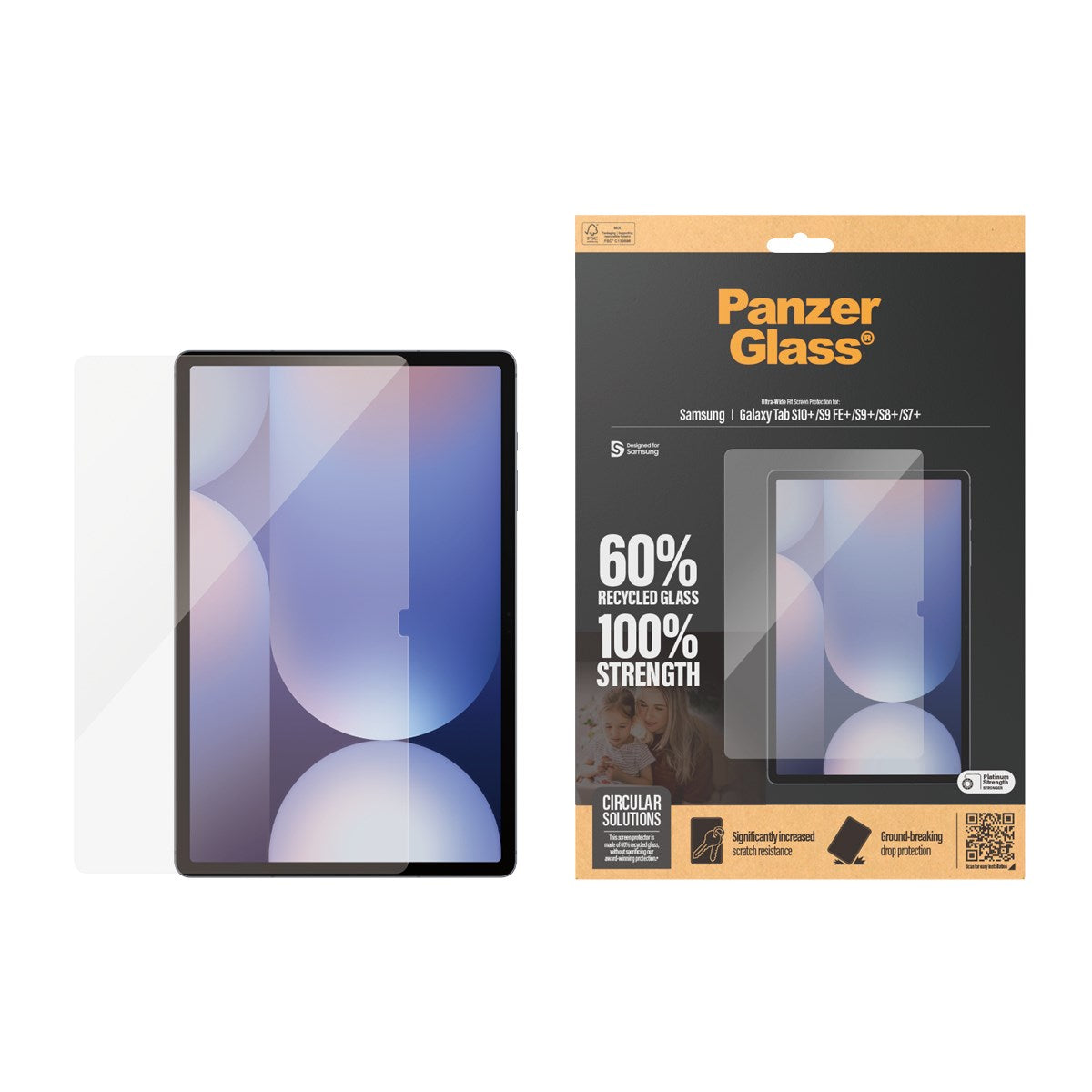 PanzerGlass® Skærmbeskyttelse Samsung Galaxy Tab S7+ | S8+ | S9+ | S9 FE+ | S10+ | Ultra-Wide Fit