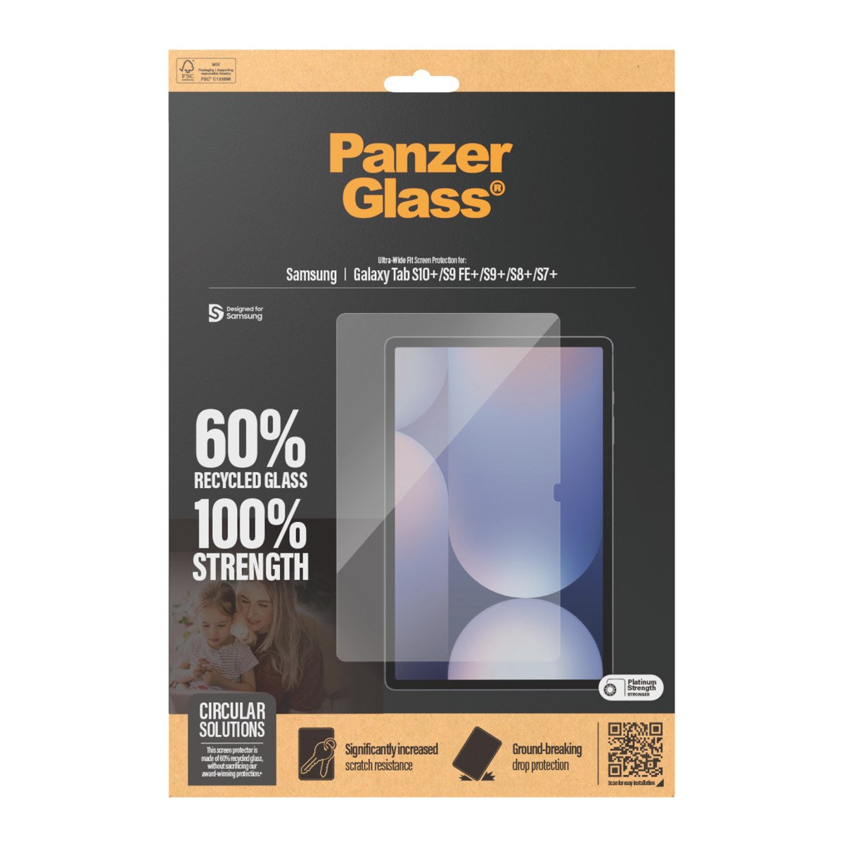 PanzerGlass® Skærmbeskyttelse Samsung Galaxy Tab S7+ | S8+ | S9+ | S9 FE+ | S10+ | Ultra-Wide Fit