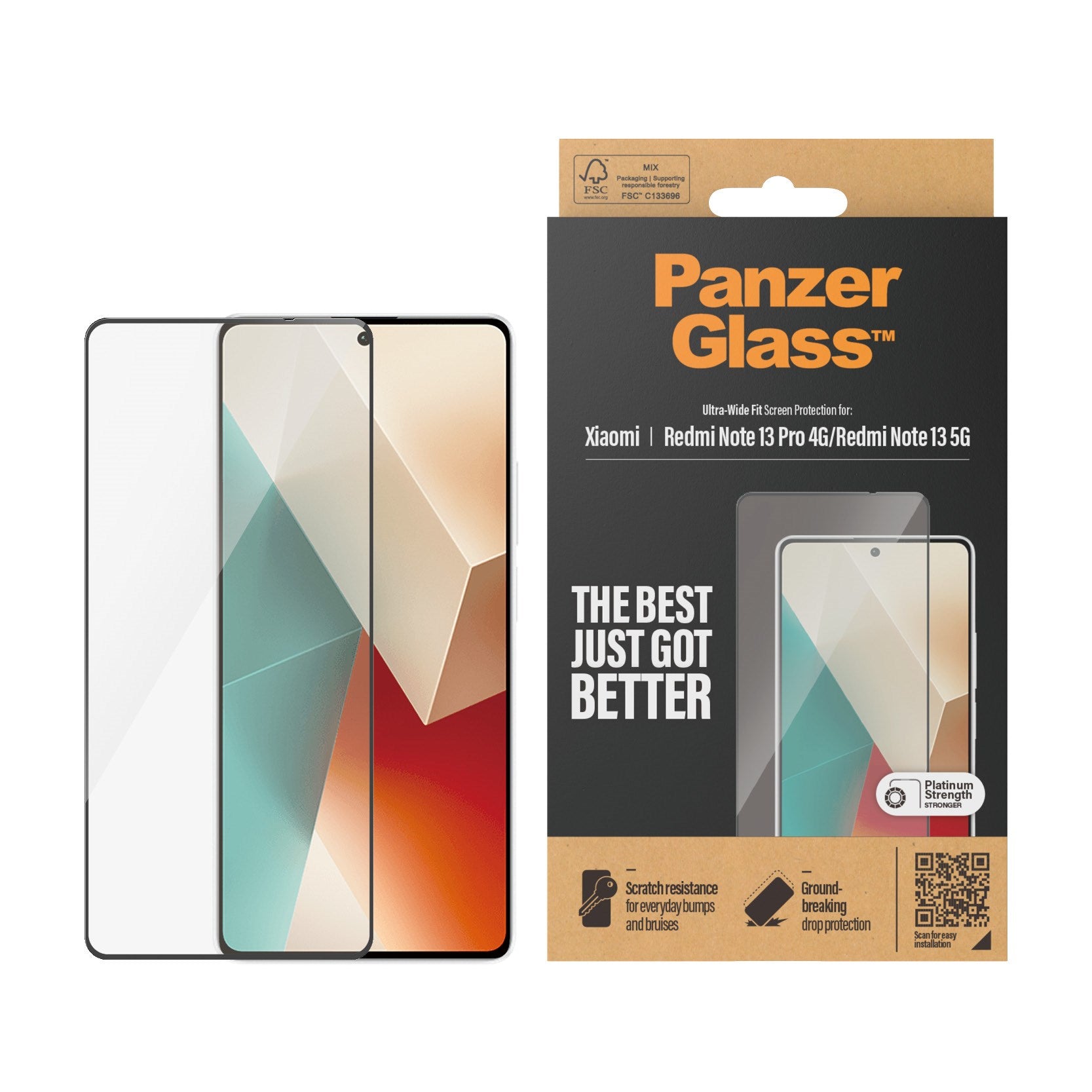 PanzerGlass® Skærmbeskyttelse Xiaomi Redmi Note 13 5G | 13 Pro 4G | Ultra-Wide Fit