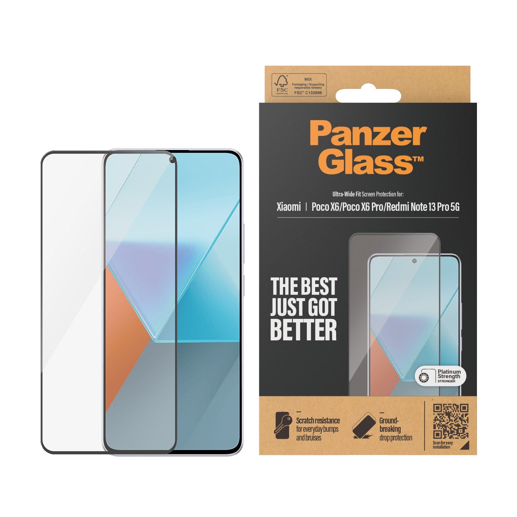 PanzerGlass® Skærmbeskyttelse Xiaomi Redmi Note 13 Pro 5G | Poco X6 | Poco X6 Pro | Ultra-Wide Fit