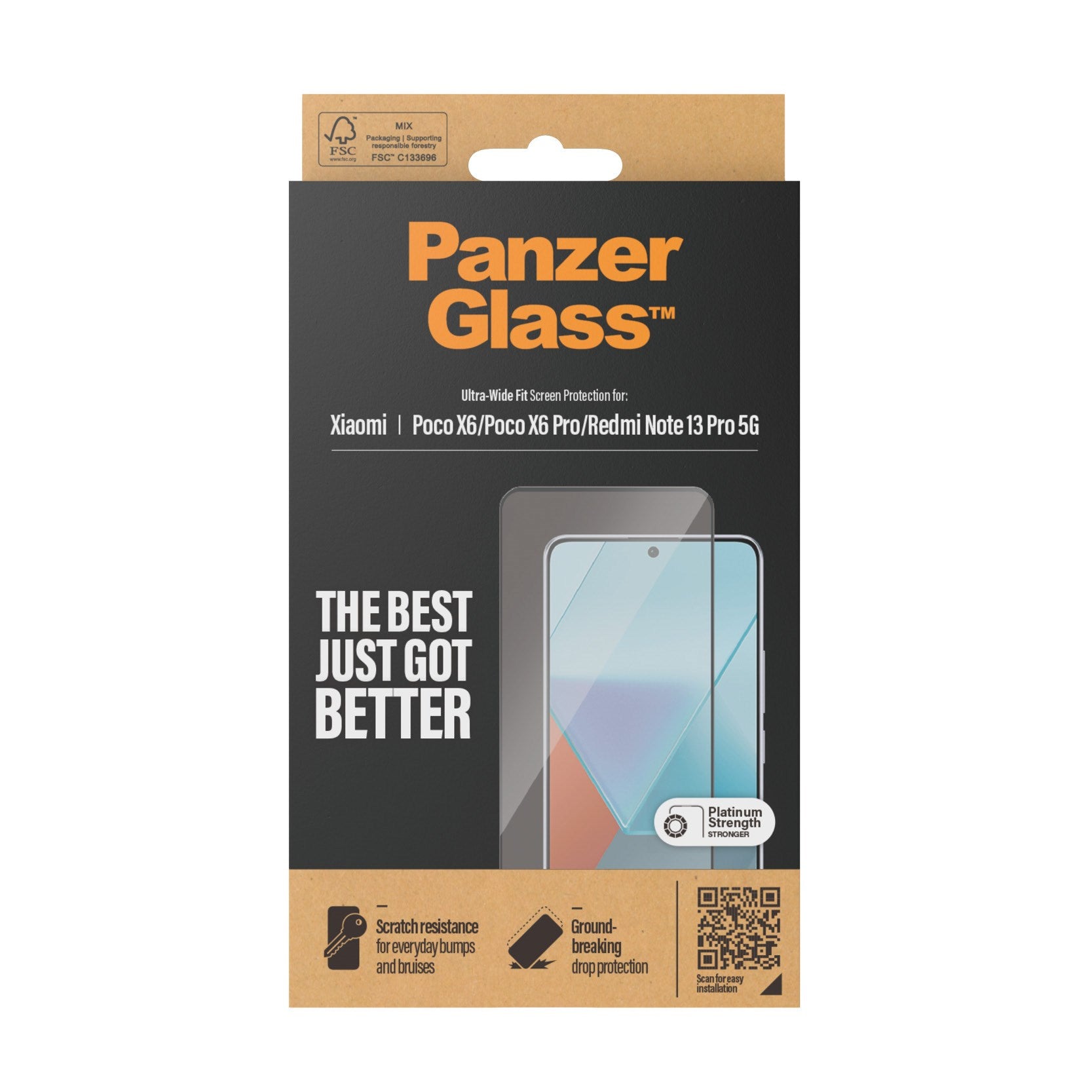 PanzerGlass® Skærmbeskyttelse Xiaomi Redmi Note 13 Pro 5G | Poco X6 | Poco X6 Pro | Ultra-Wide Fit