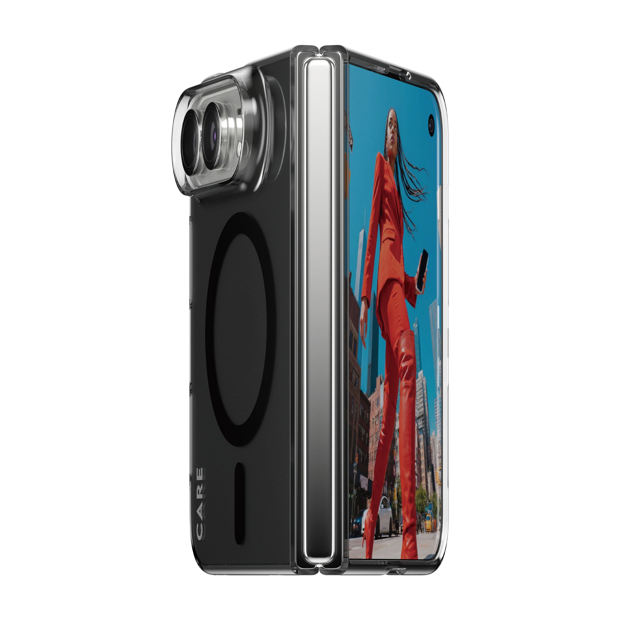 CARE™ by PanzerGlass® SL1M Case Smokey m. Sort MagSafe iPhone 2026 Fold
