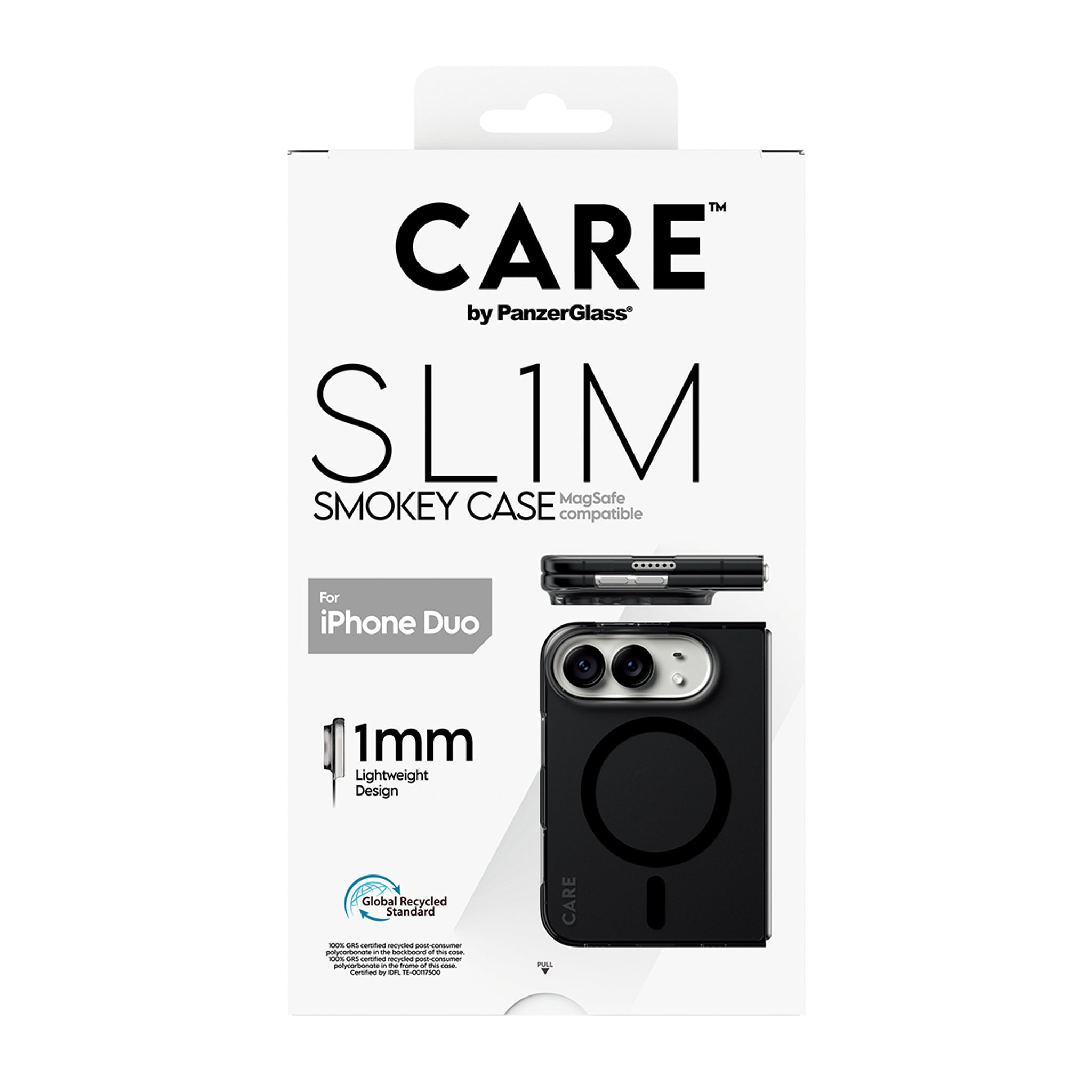 CARE™ by PanzerGlass® SL1M Case Smokey m. Sort MagSafe iPhone Duo
