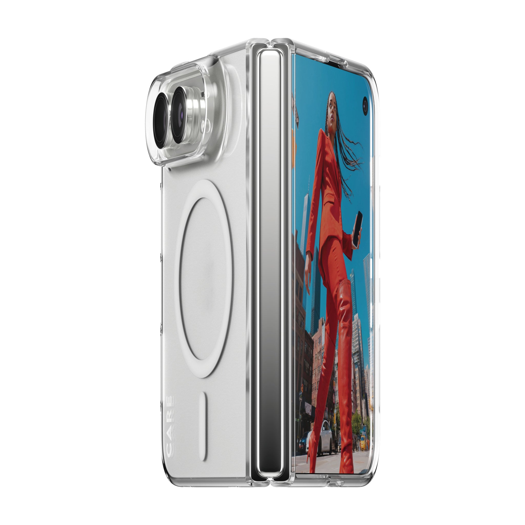 CARE™ by PanzerGlass® SL1M Case Transparent m. Hvid MagSafe iPhone 2026 Fold