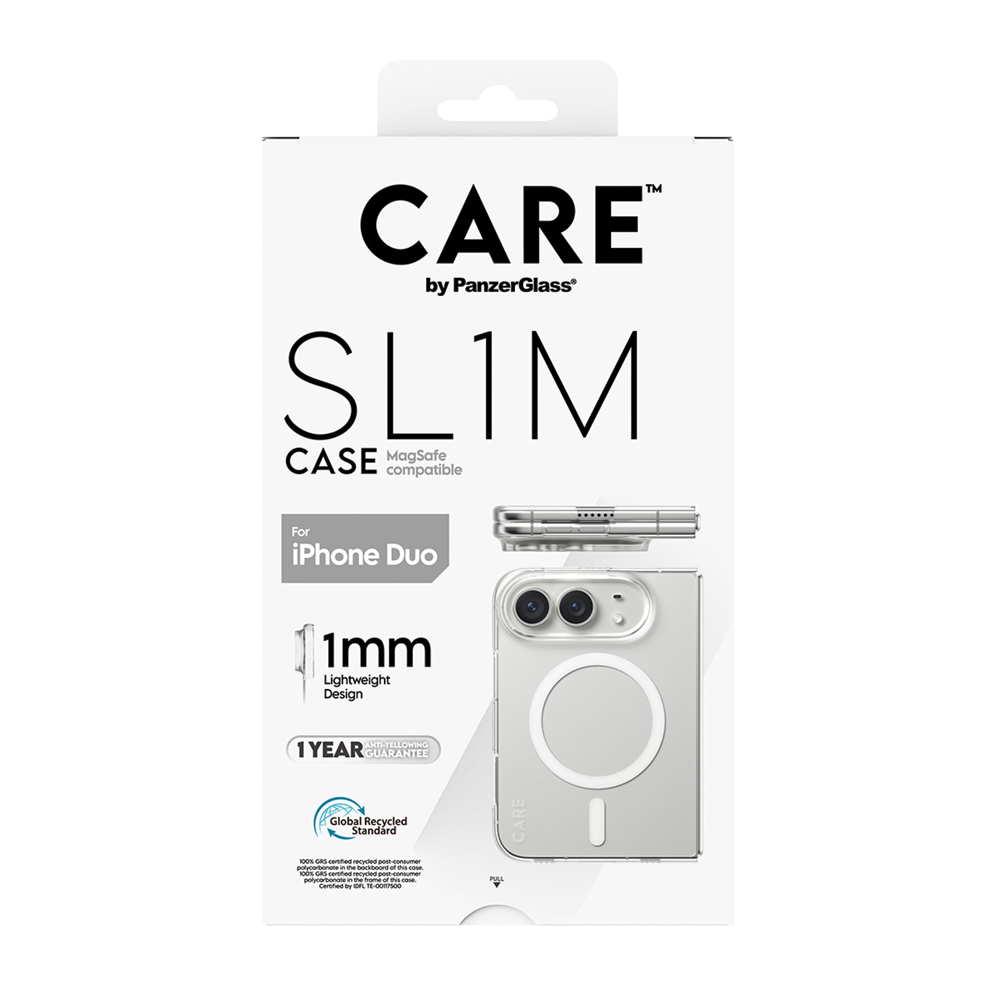 CARE™ by PanzerGlass® SL1M Case Transparent m. Hvid MagSafe iPhone Duo
