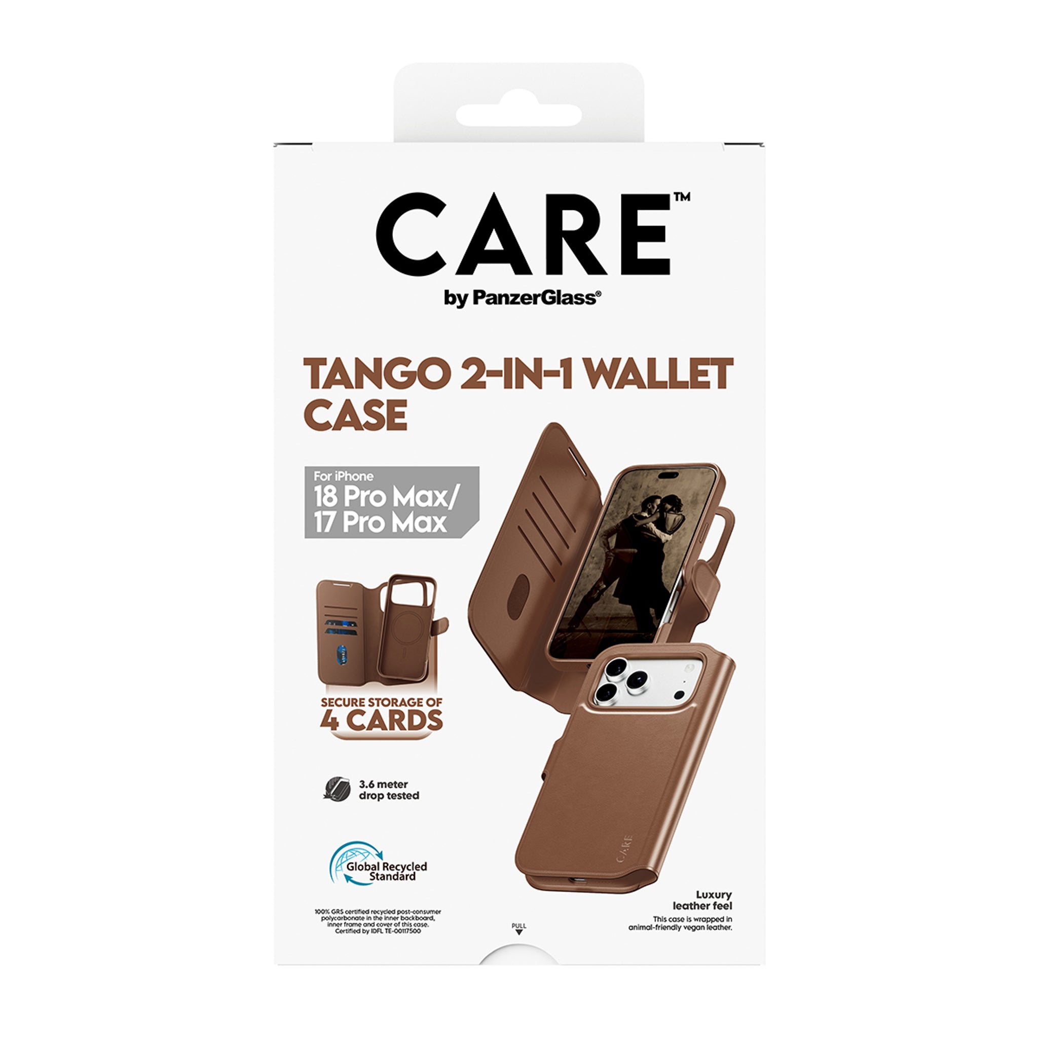 CARE™ by PanzerGlass® Tango 2-i-1 Wallet Case Brun m. MagSafe iPhone 18 Pro Max | 17 Pro Max