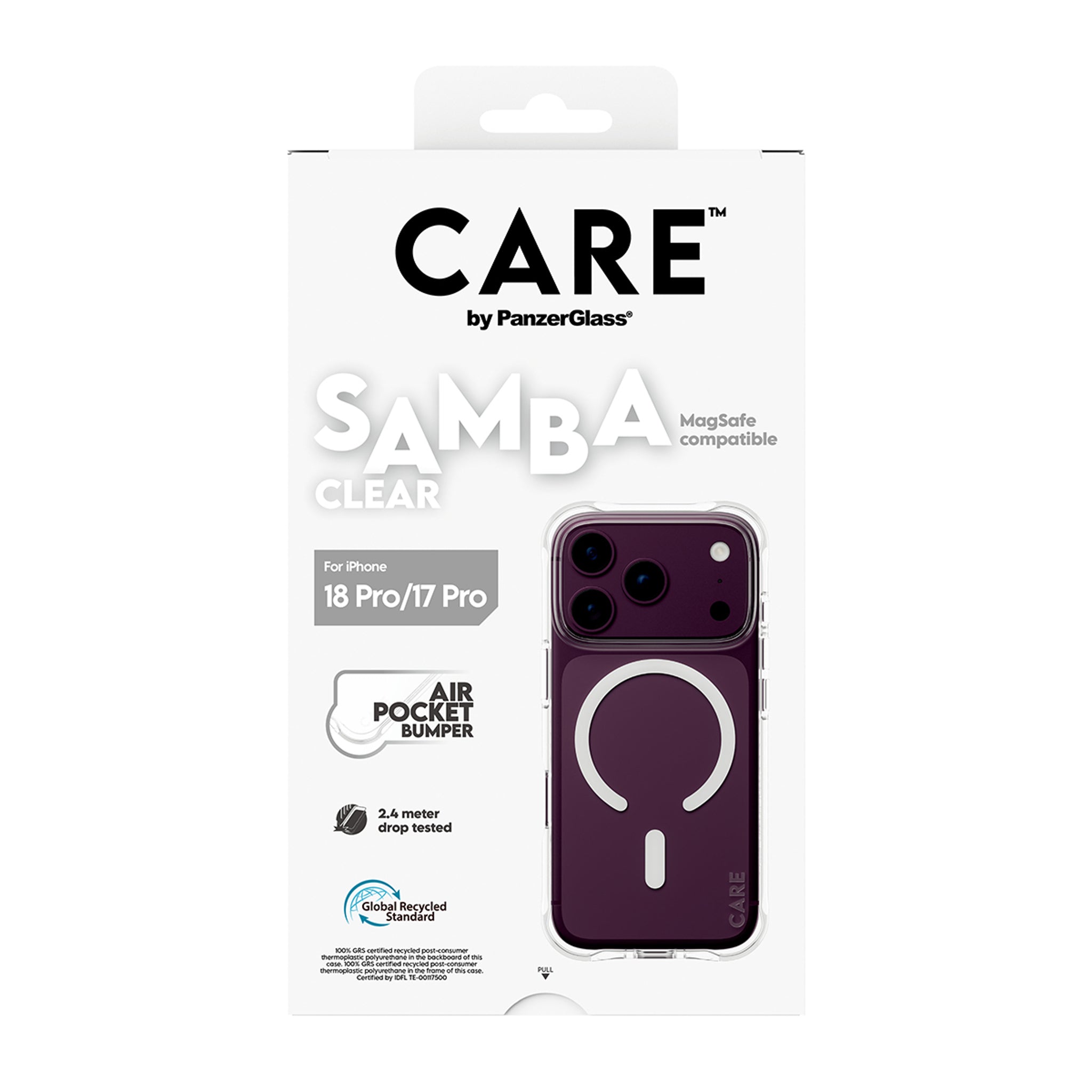 CARE™ by PanzerGlass® Samba Case Transparent m. Hvid MagSafe iPhone 18 Pro | 17 Pro