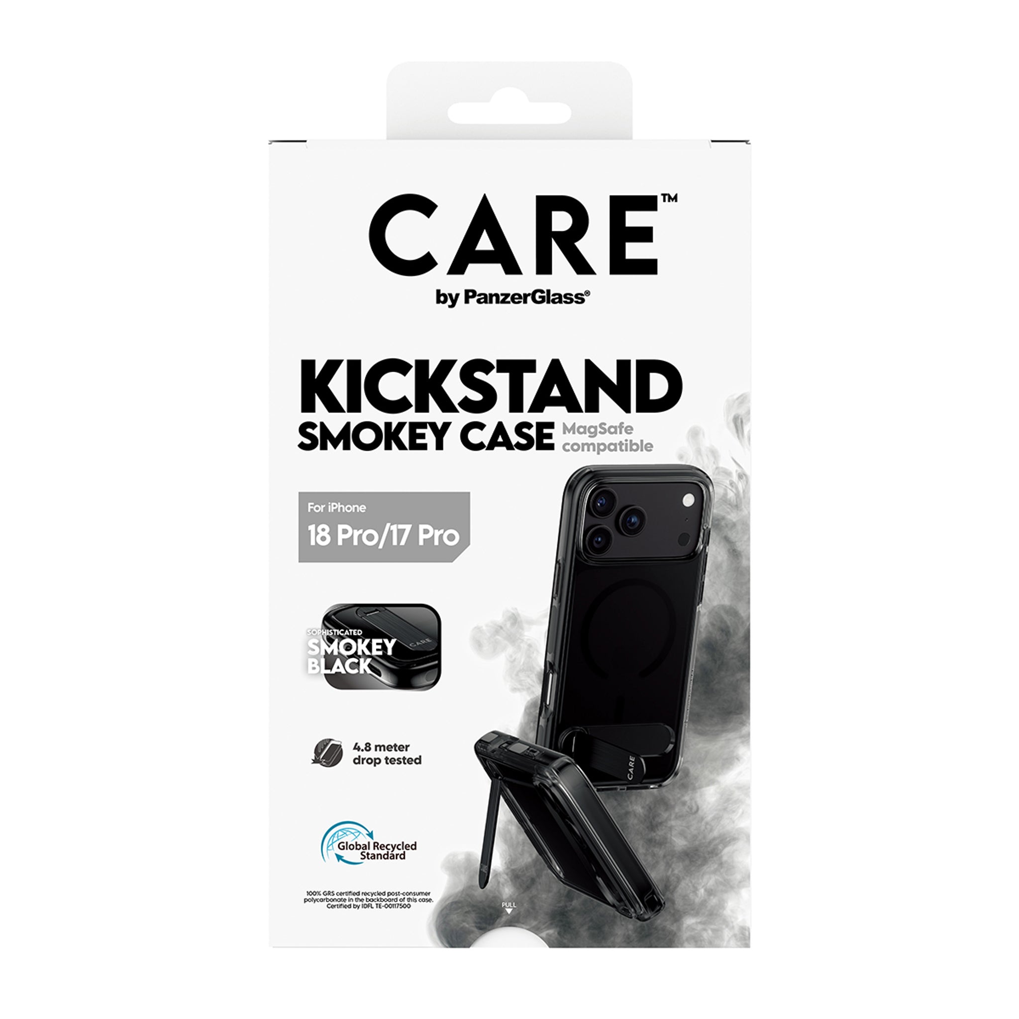 CARE™ by PanzerGlass® Kickstand Case Smokey Case m. Sort MagSafe iPhone 18 Pro | 17 Pro