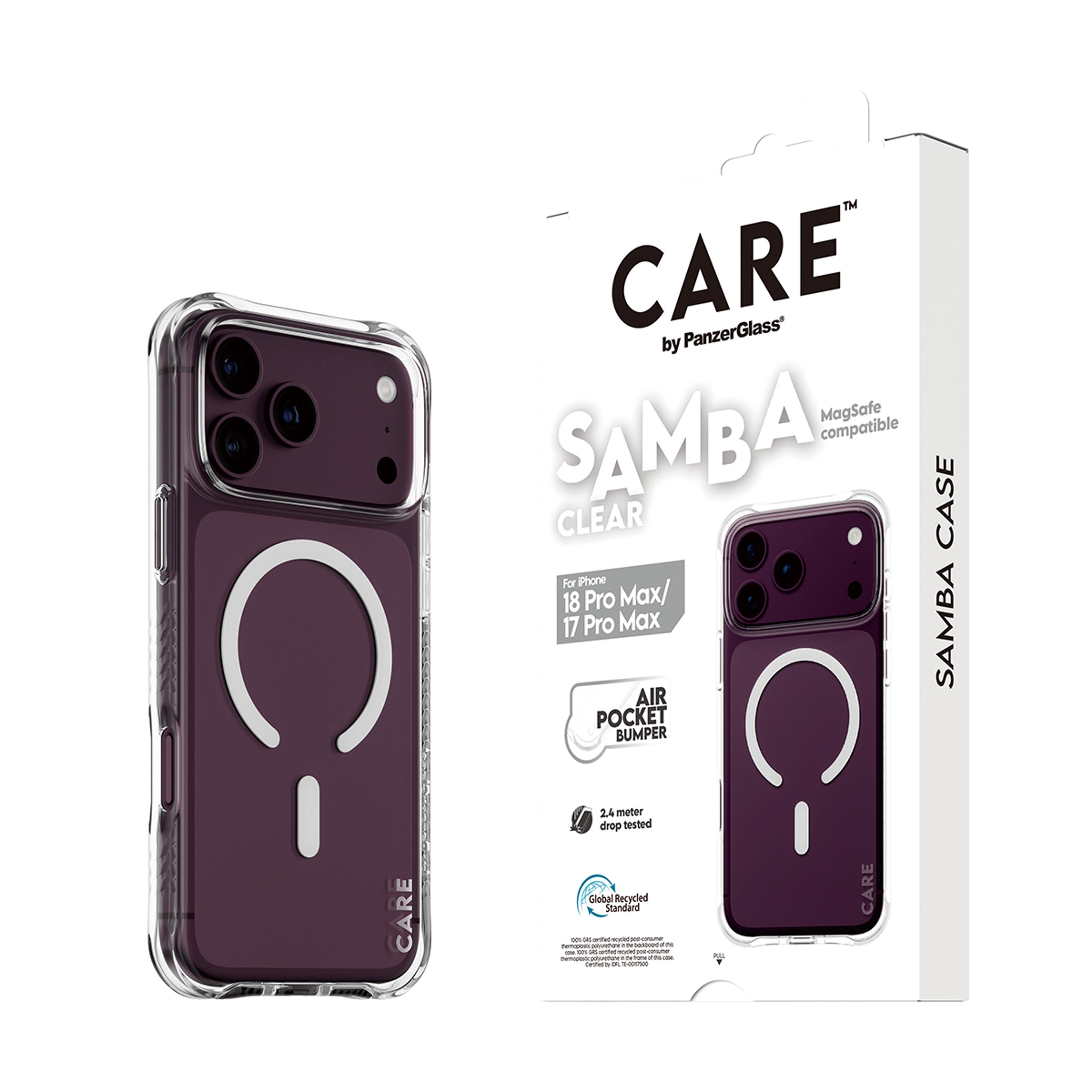 CARE™ by PanzerGlass® Samba Case Transparent m. Hvid MagSafe iPhone 18 Pro Max | 17 Pro Max