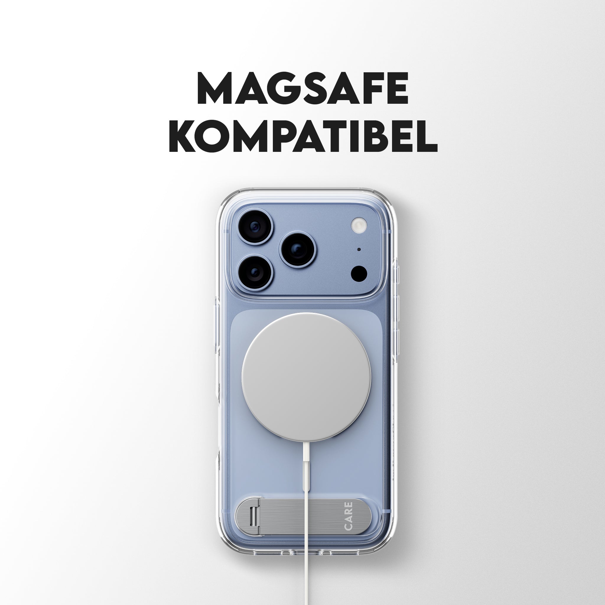 CARE™ by PanzerGlass® Kickstand Case Transparent m. Hvid MagSafe iPhone 18 Pro | 17 Pro