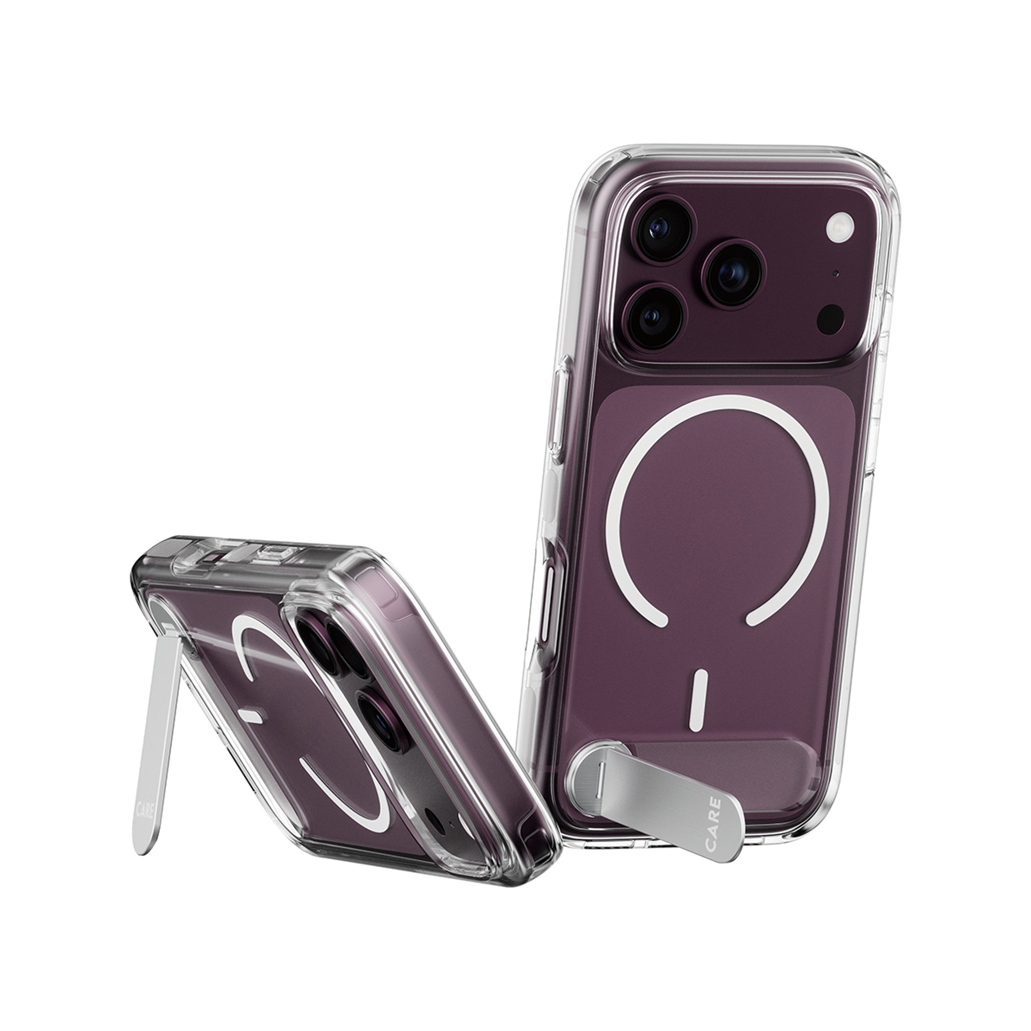 CARE™ by PanzerGlass® Kickstand Case Transparent m. Hvid MagSafe iPhone 18 Pro | 17 Pro
