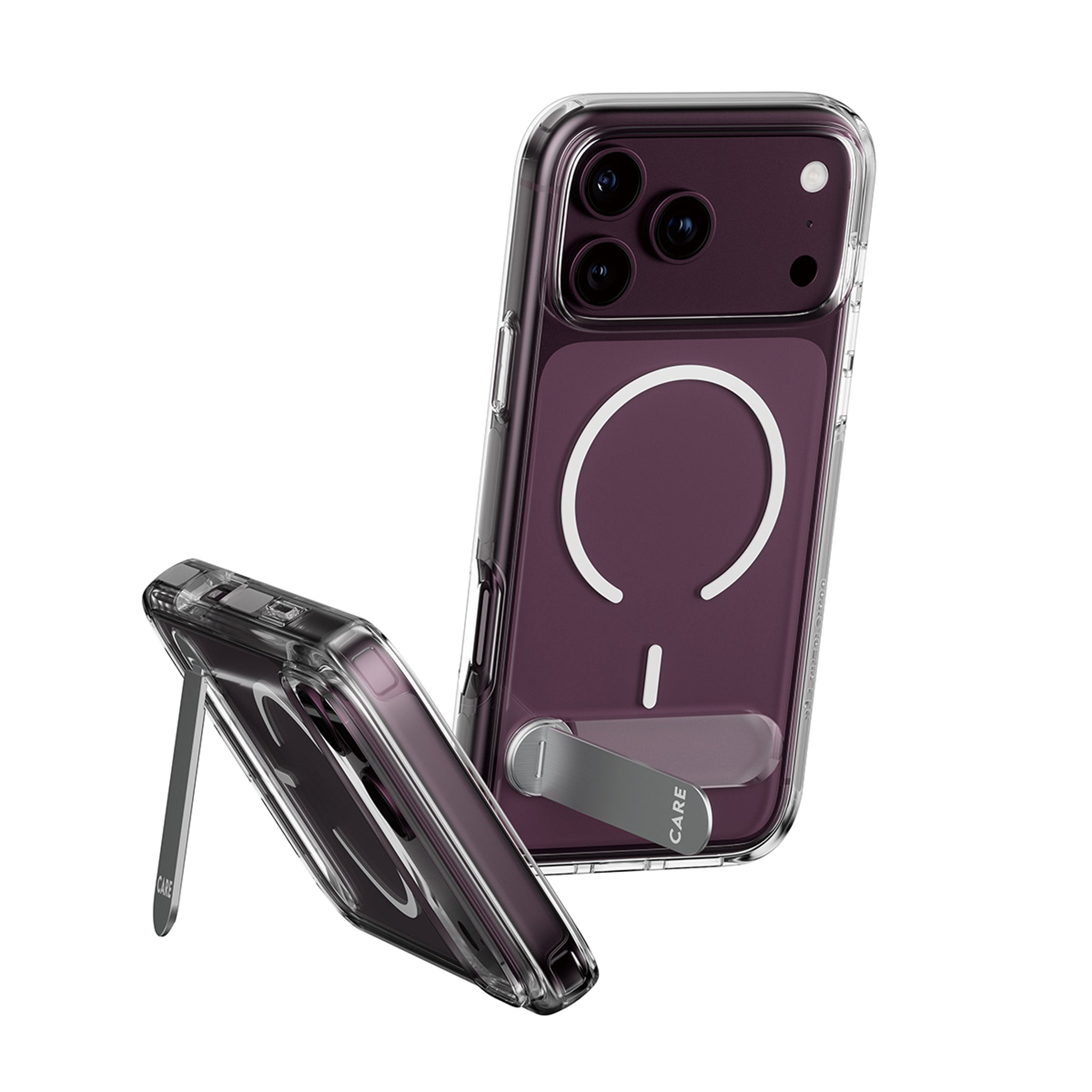 CARE™ by PanzerGlass® Kickstand Case Transparent m. Hvid MagSafe iPhone 18 Pro | 17 Pro