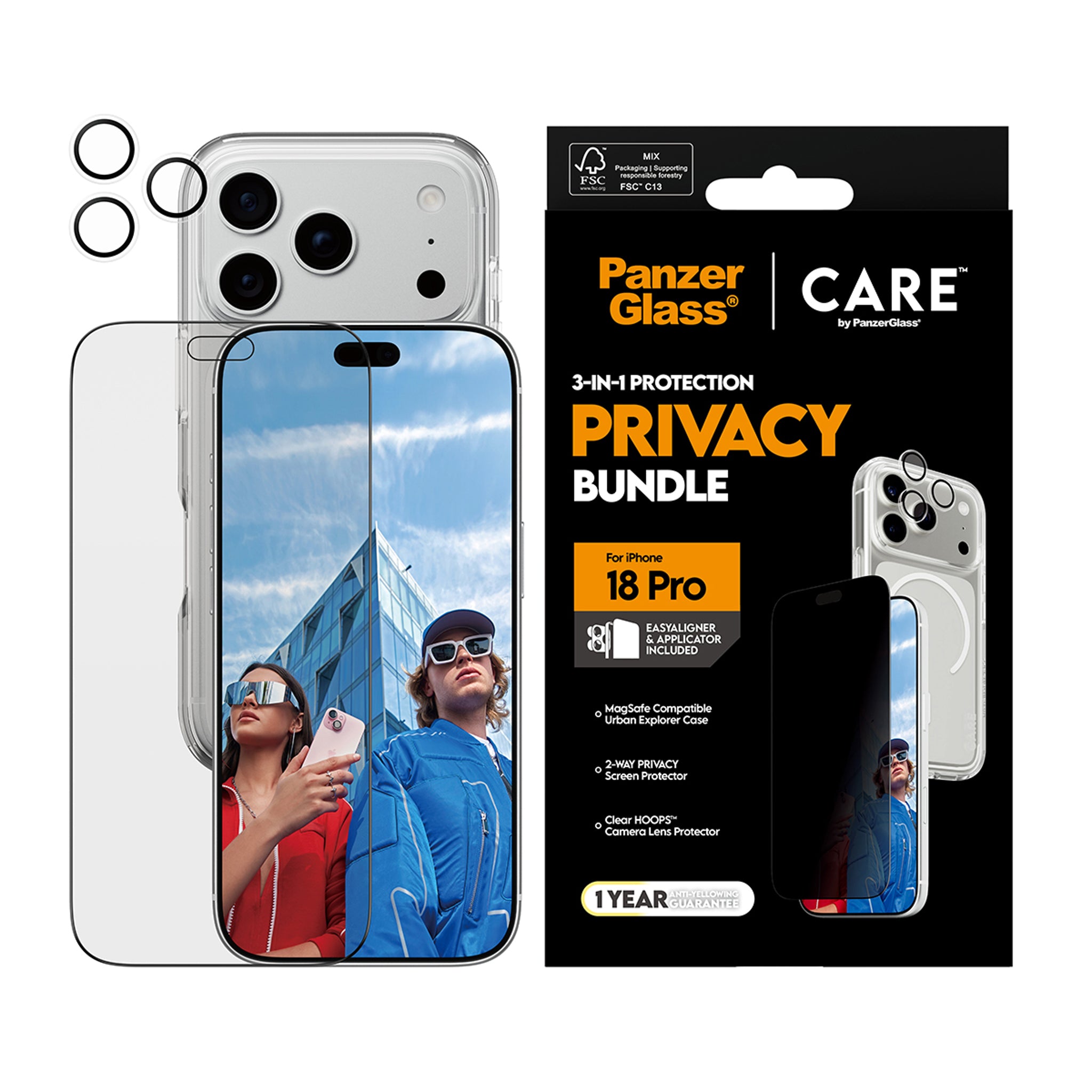 PanzerGlass® | CARE™ by PanzerGlass® Privacy Flagship 3-in-1 Pakke iPhone 18 Pro