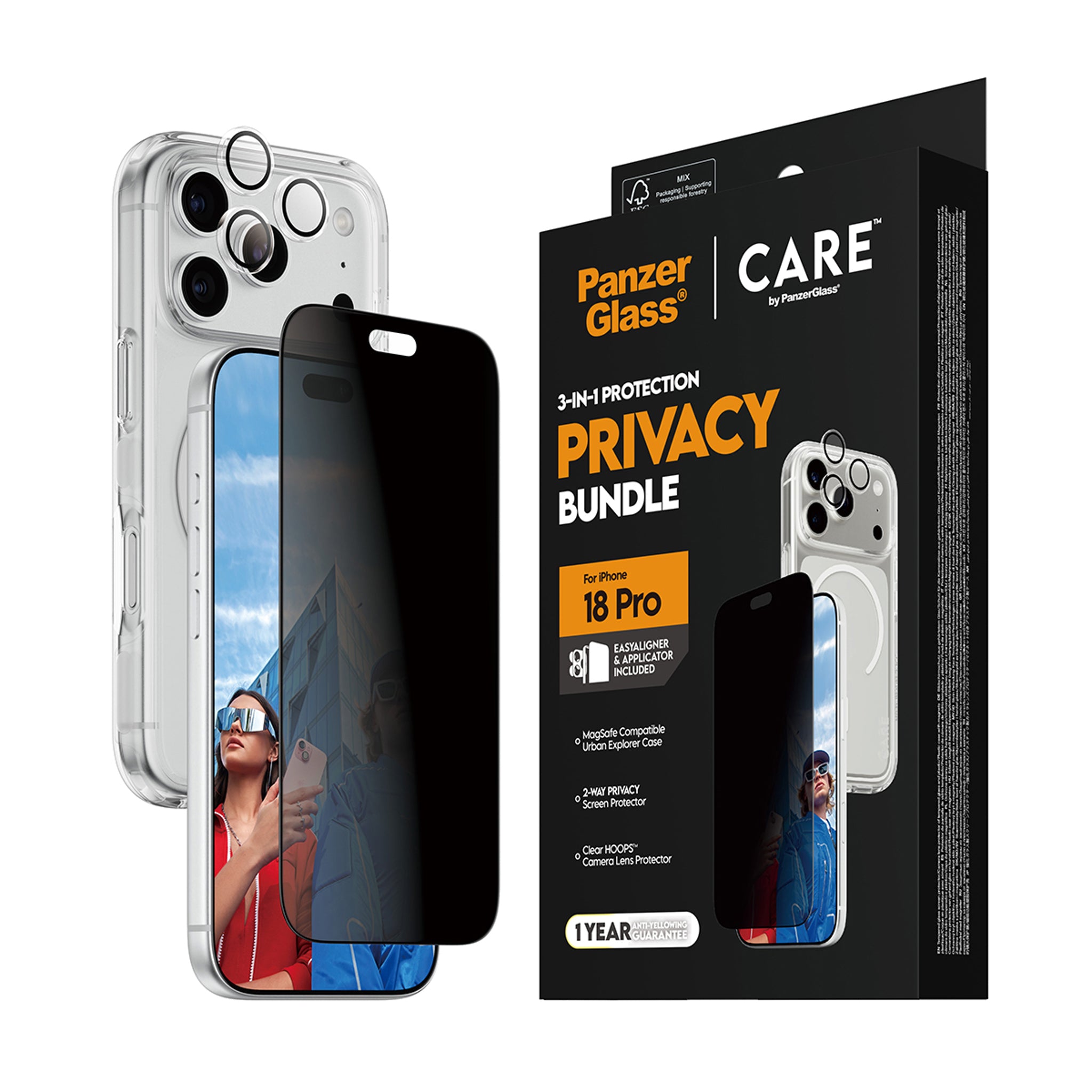 PanzerGlass® | CARE™ by PanzerGlass® Privacy Flagship 3-in-1 Pakke iPhone 18 Pro