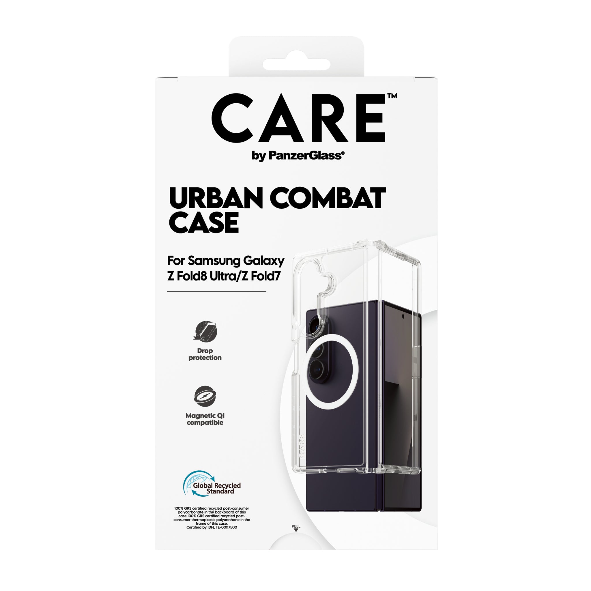 CARE™ by PanzerGlass® Urban Combat Case Transparent m. Hvid Qi Samsung Galaxy new Fold7 Ultra | Fold7 