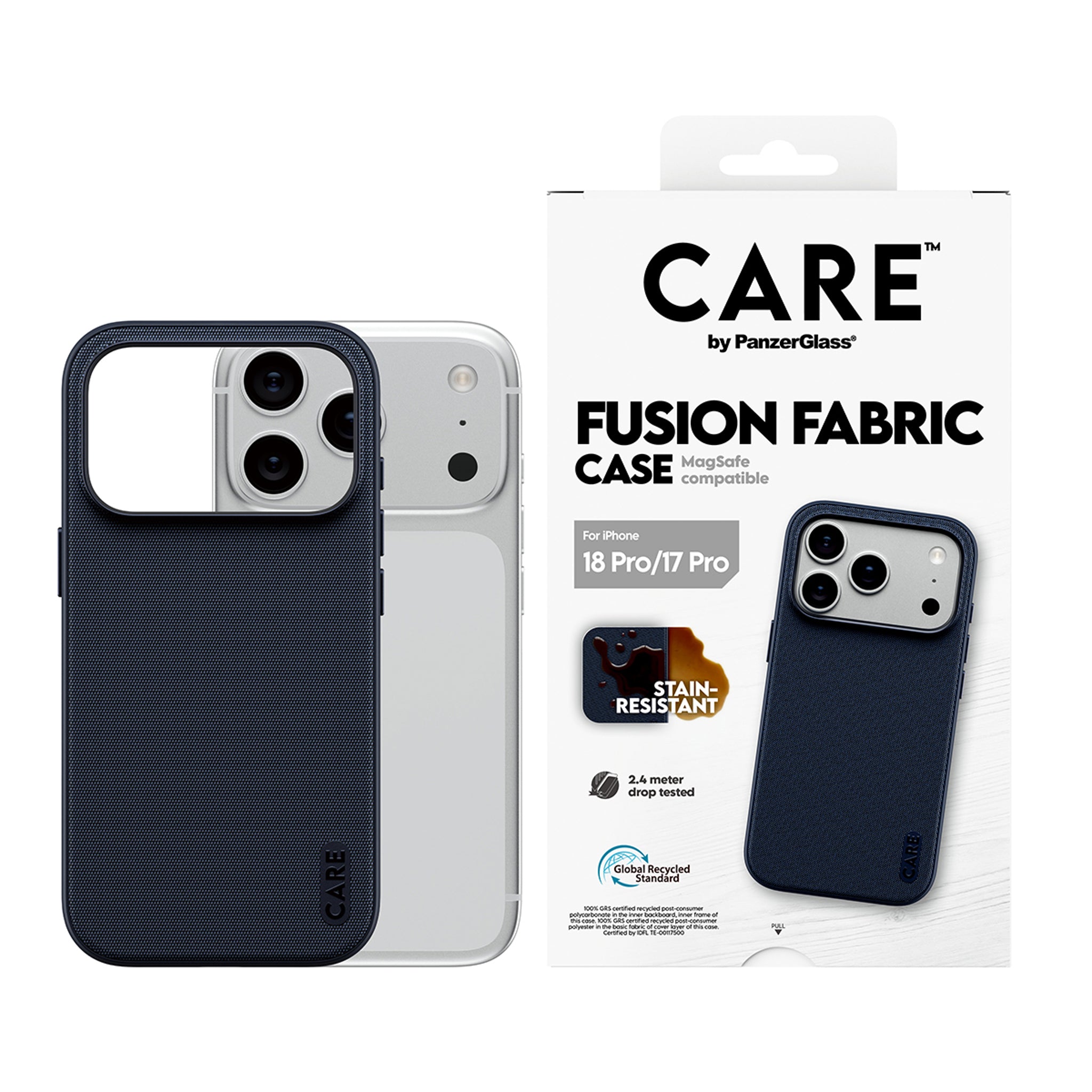 CARE™ by PanzerGlass® Fusion Fabric Case Blå m. MagSafe iPhone 18 Pro | 17 Pro