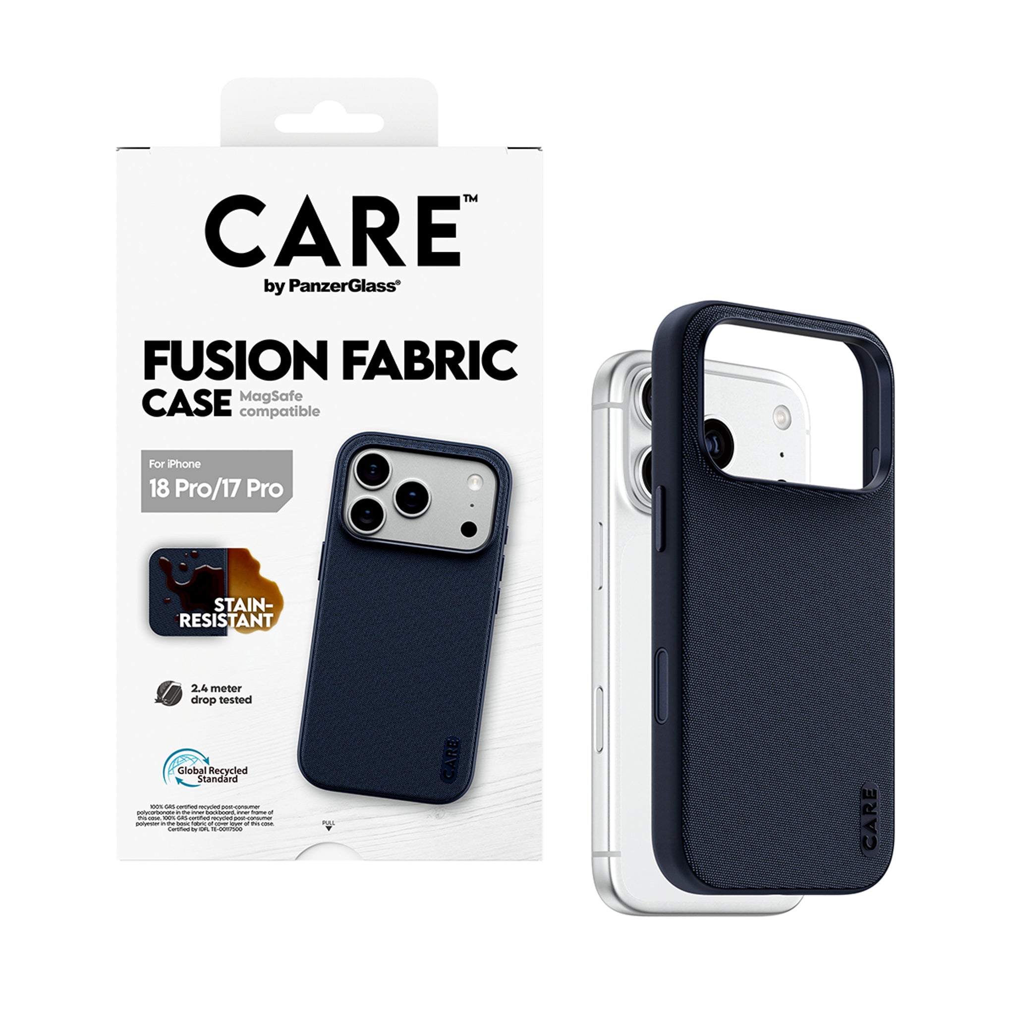 CARE™ by PanzerGlass® Fusion Fabric Case Blå m. MagSafe iPhone 18 Pro | 17 Pro