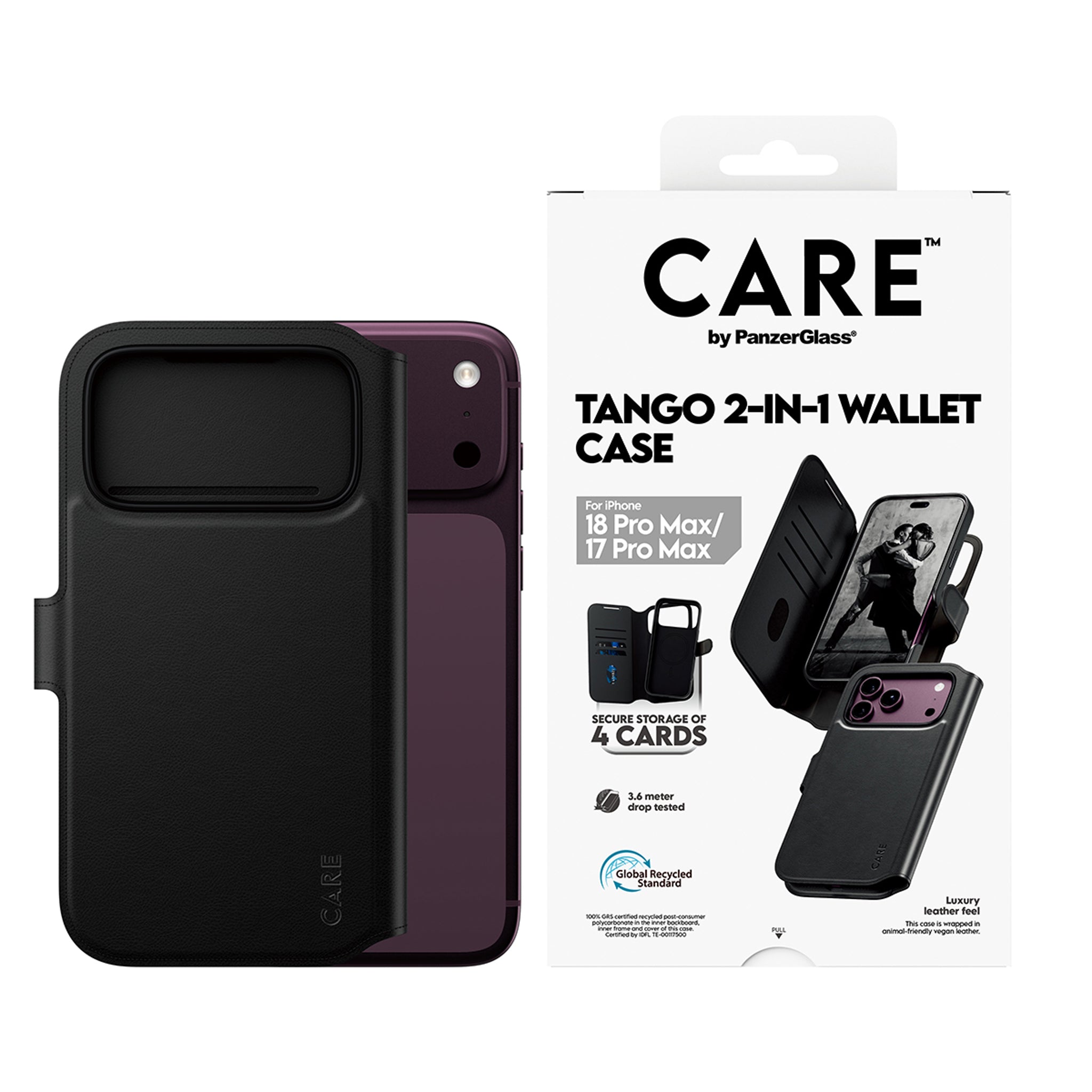 CARE™ by PanzerGlass® Tango 2-i-1 Wallet Case Sort m. MagSafe iPhone 18 Pro Max | 17 Pro Max