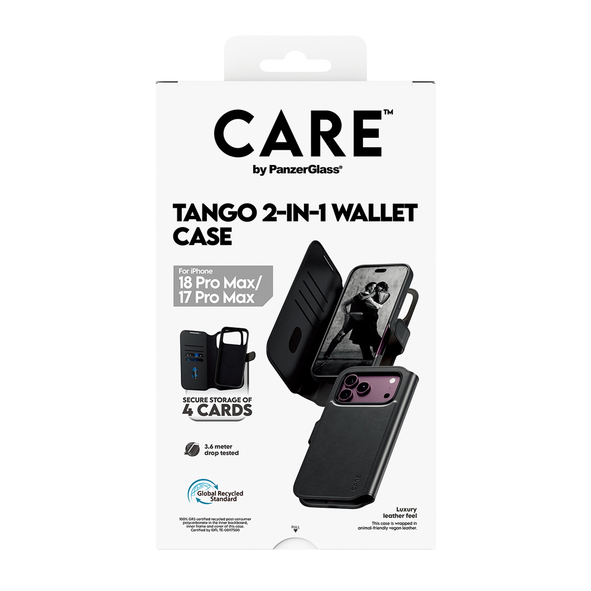 CARE™ by PanzerGlass® Tango 2-i-1 Wallet Case Sort m. MagSafe iPhone 18 Pro Max | 17 Pro Max