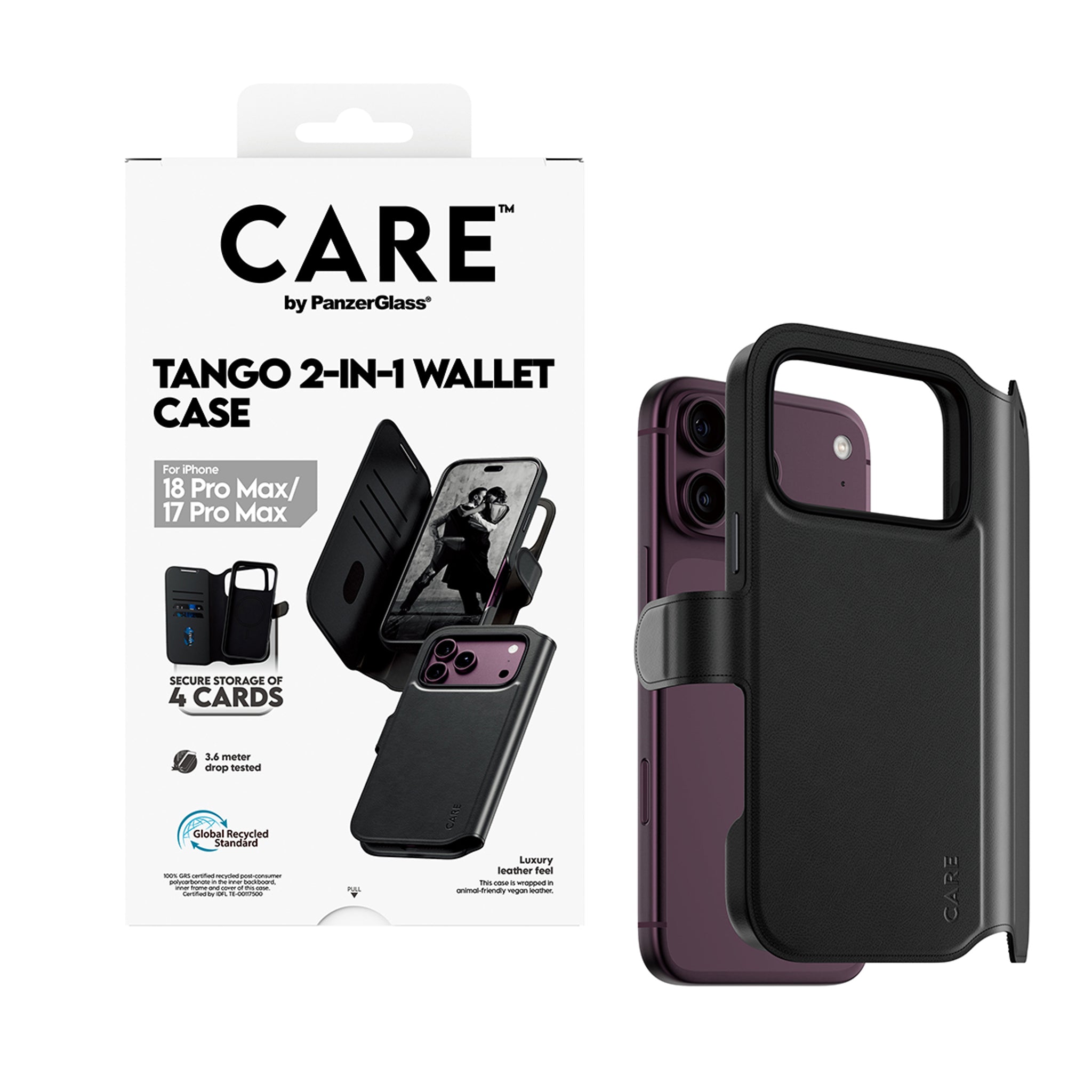 CARE™ by PanzerGlass® Tango 2-i-1 Wallet Case Sort m. MagSafe iPhone 18 Pro Max | 17 Pro Max