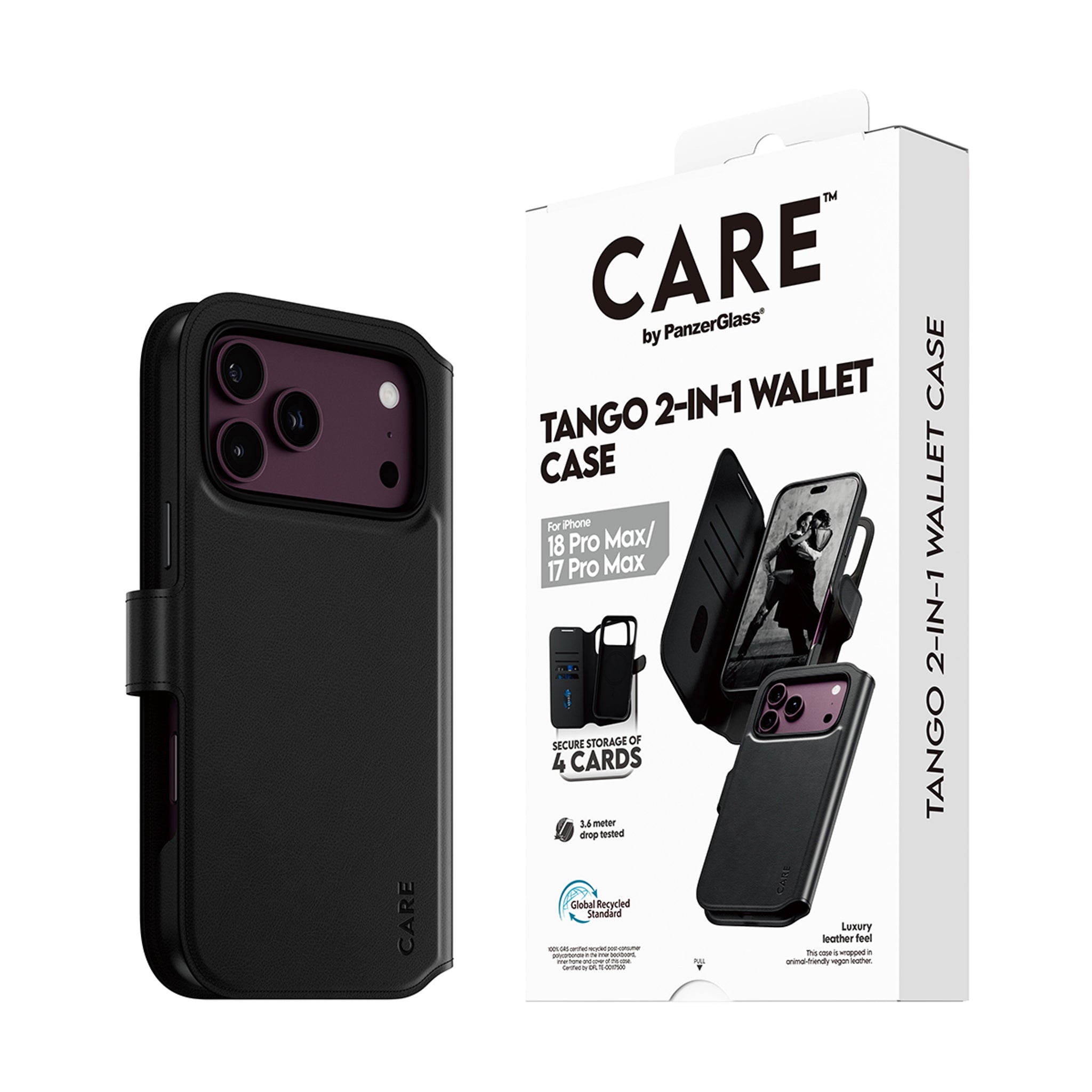 CARE™ by PanzerGlass® Tango 2-i-1 Wallet Case Sort m. MagSafe iPhone 18 Pro Max | 17 Pro Max