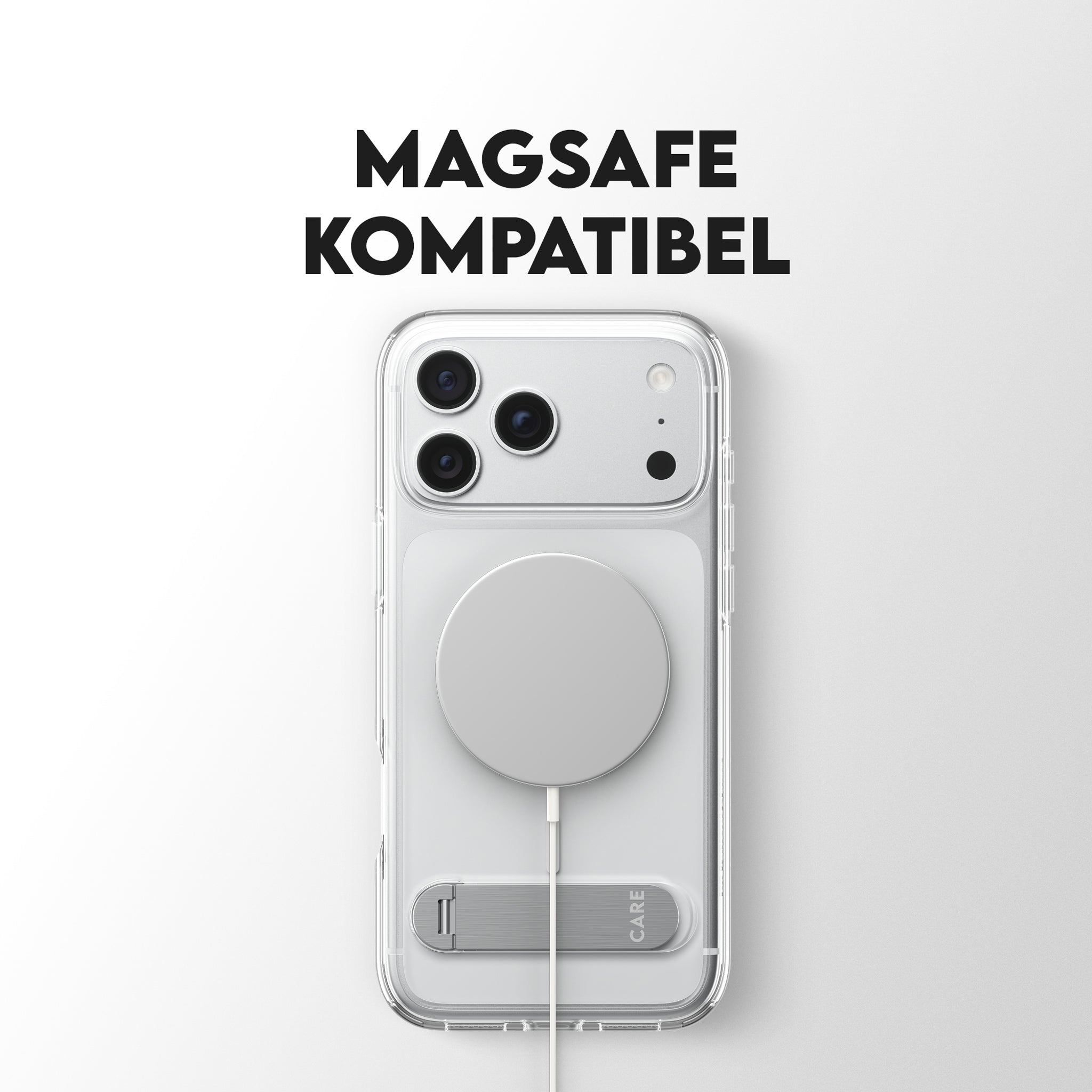 CARE™ by PanzerGlass® Kickstand Case Transparent m. Hvid MagSafe iPhone 18 Pro Max | 17 Pro Max
