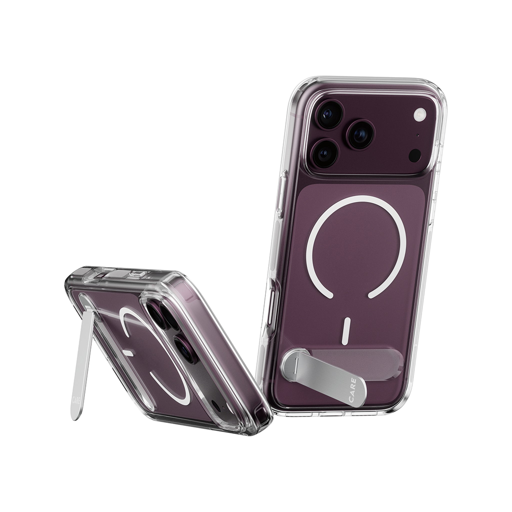 CARE™ by PanzerGlass® Kickstand Case Transparent m. Hvid MagSafe iPhone 18 Pro Max | 17 Pro Max