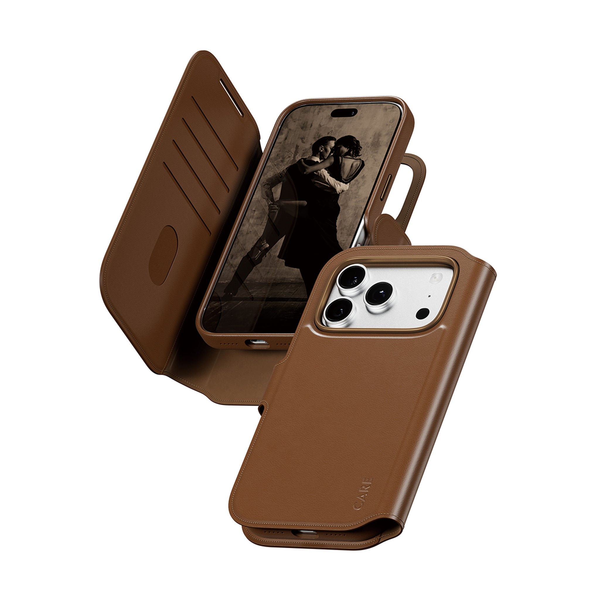CARE™ by PanzerGlass® Tango 2-i-1 Wallet Case Brun m. MagSafe iPhone 18 Pro | 17 Pro