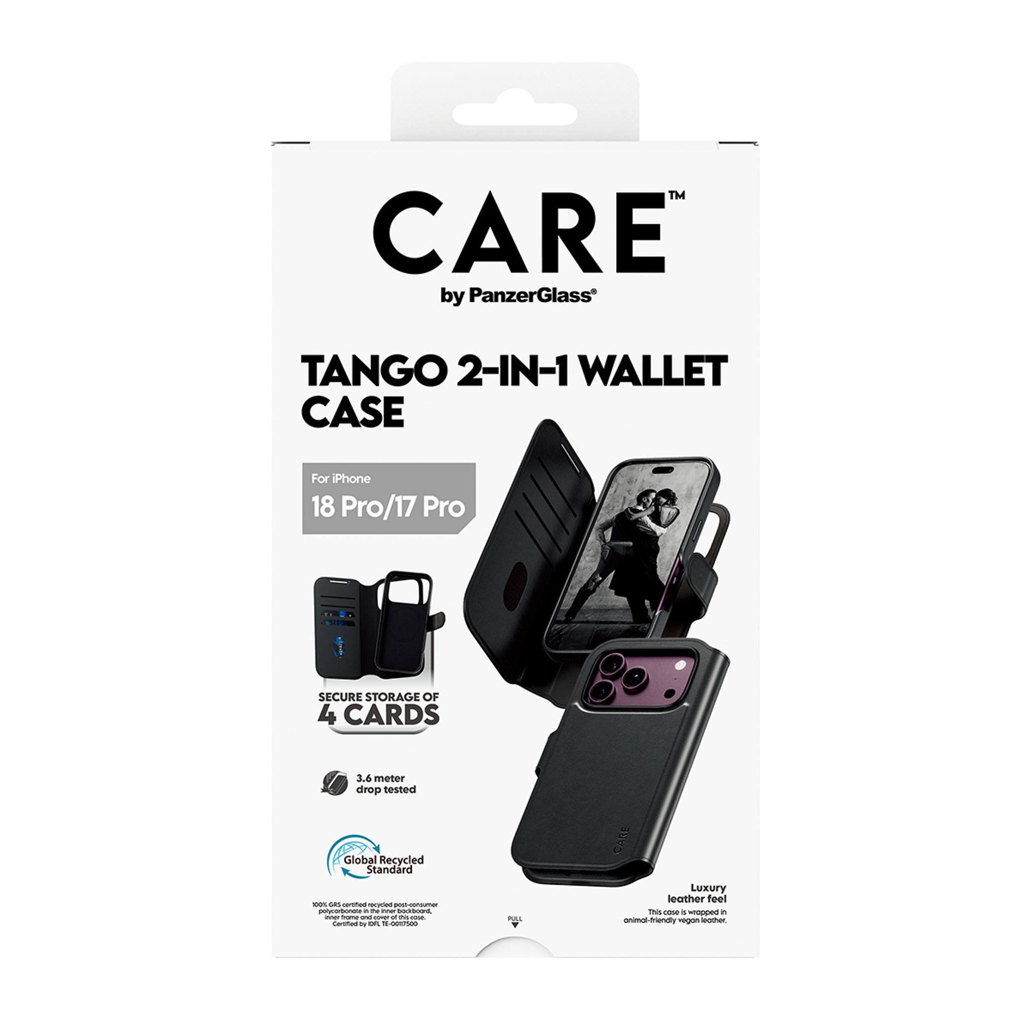 CARE™ by PanzerGlass® Tango 2-i-1 Wallet Case Sort m. MagSafe iPhone 18 Pro | 17 Pro