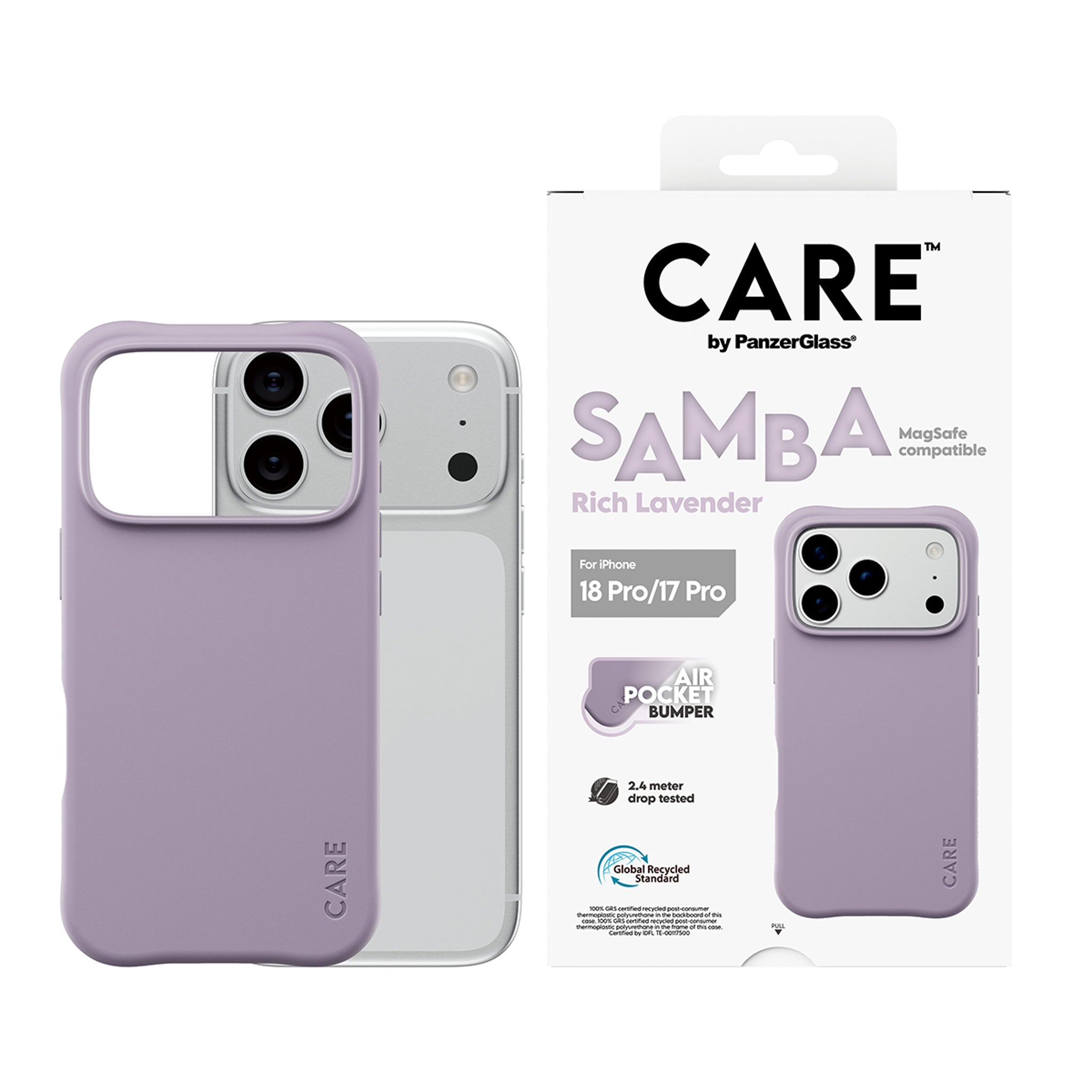 CARE™ by PanzerGlass® Samba Case Rich Lavender m. Hvid MagSafe iPhone 18 Pro | 17 Pro