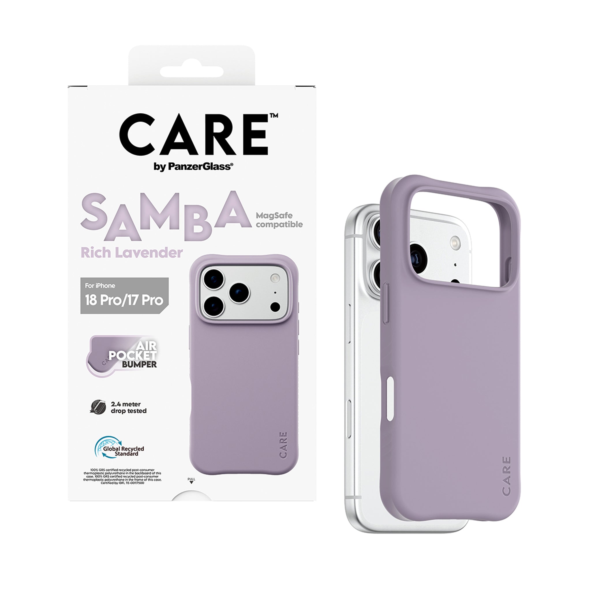 CARE™ by PanzerGlass® Samba Case Rich Lavender m. Hvid MagSafe iPhone 18 Pro | 17 Pro