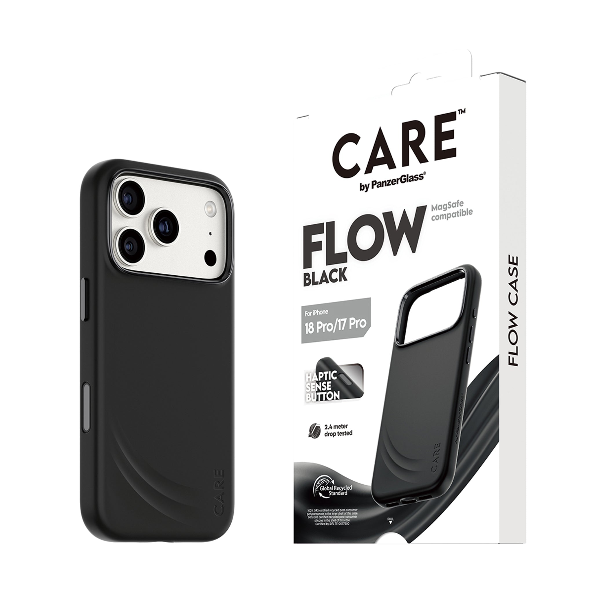 CARE™ by PanzerGlass® Flow Case Sort m. MagSafe iPhone 18 Pro | 17 Pro