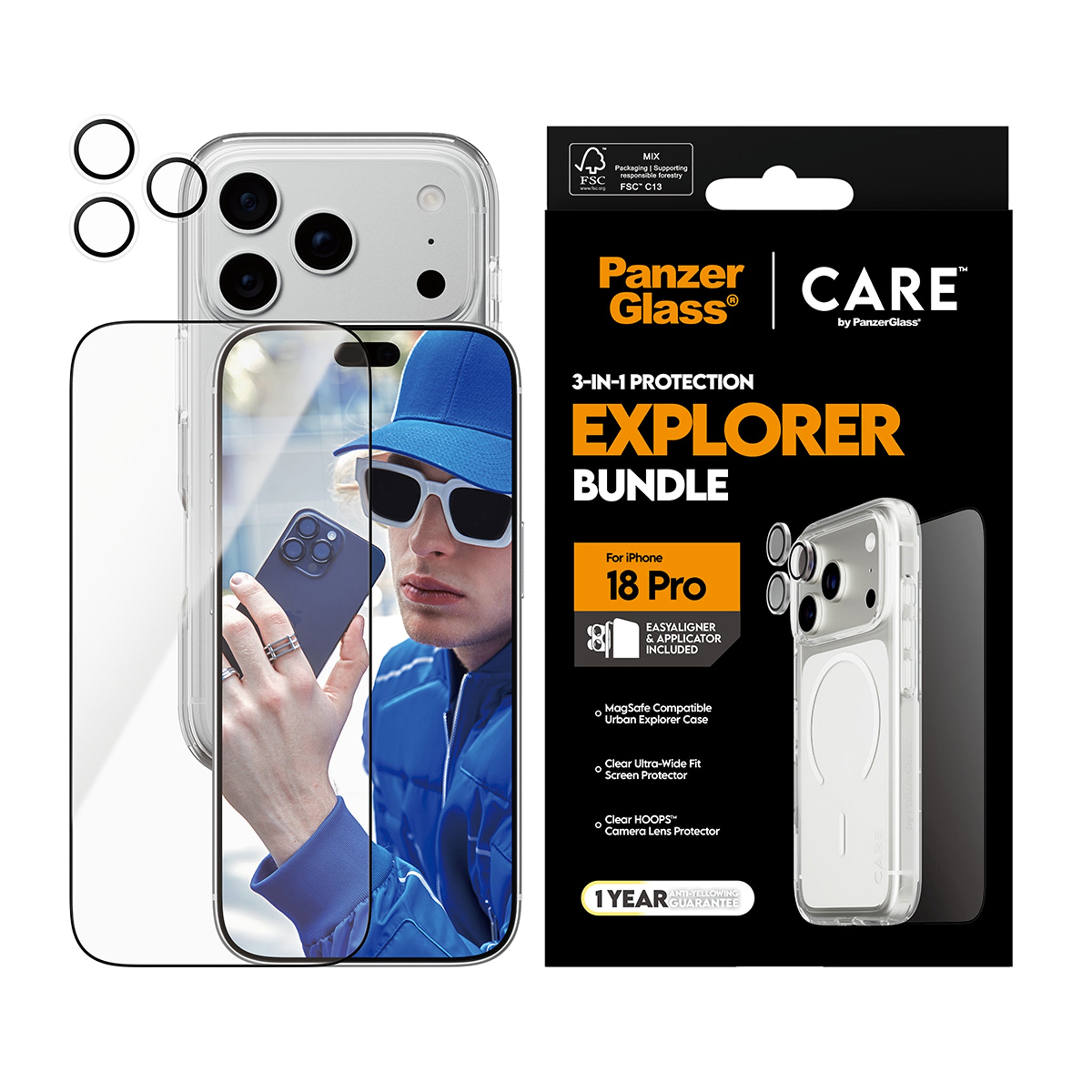 PanzerGlass® | CARE™ by PanzerGlass® Flagship 3-in-1 Pakke iPhone 18 Pro