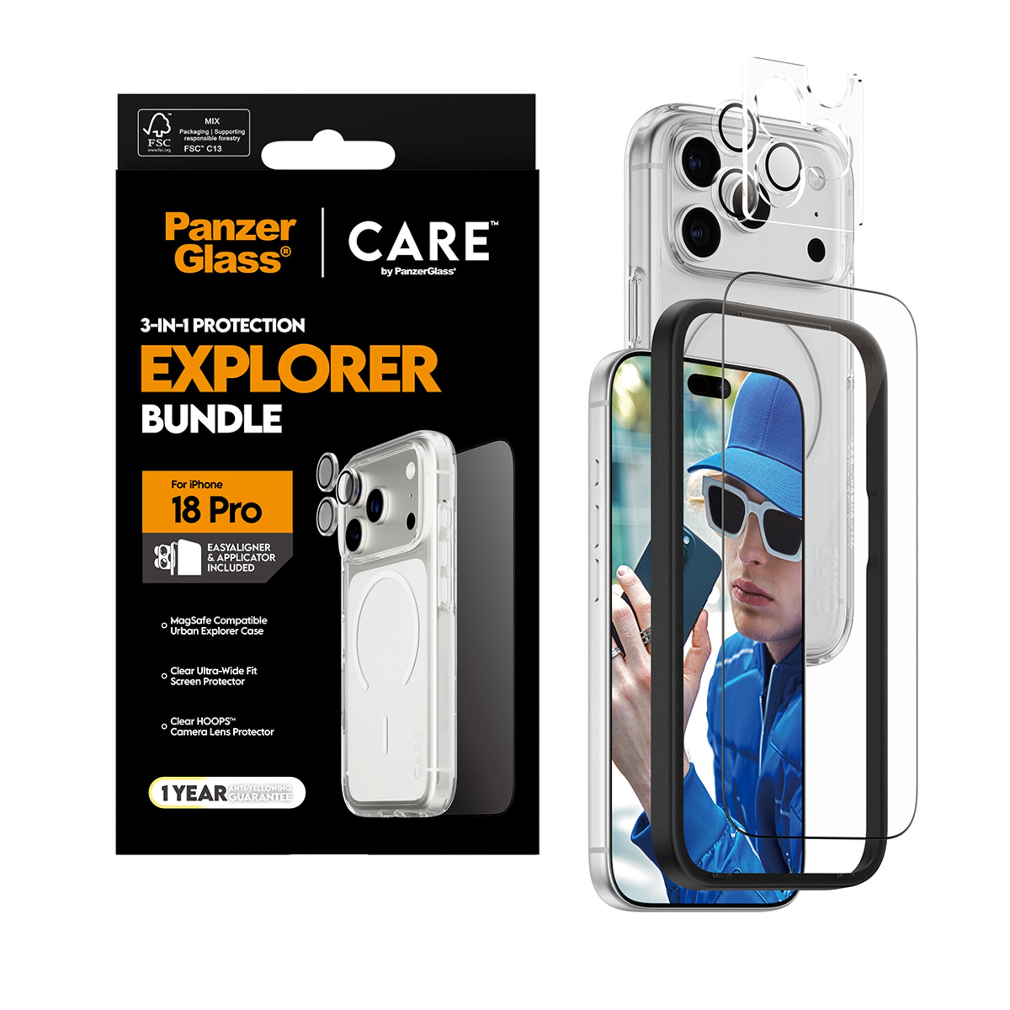 PanzerGlass® | CARE™ by PanzerGlass® Flagship 3-in-1 Pakke iPhone 18 Pro